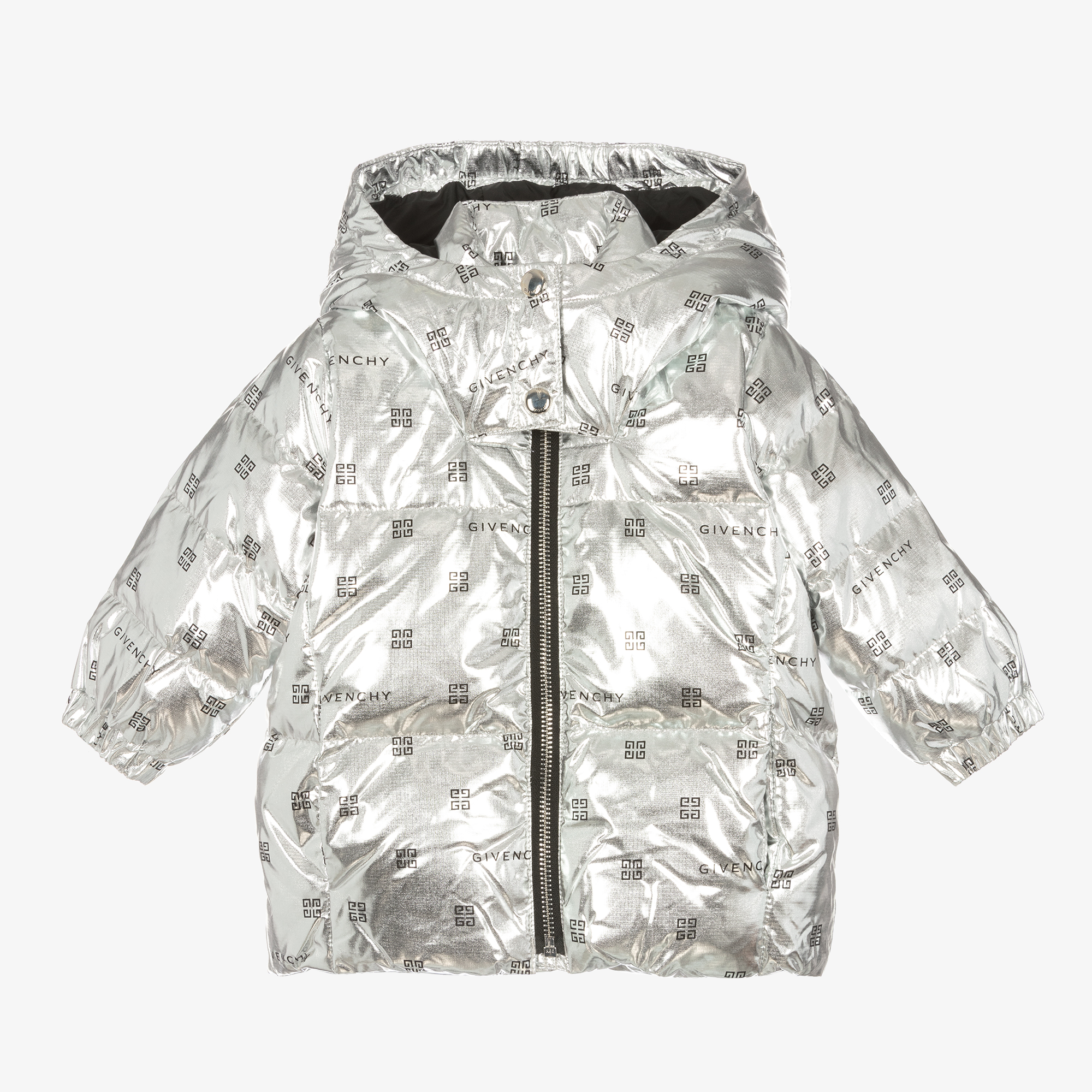Givenchy - Baby Girls Metallic Silver 4G Down Jacket