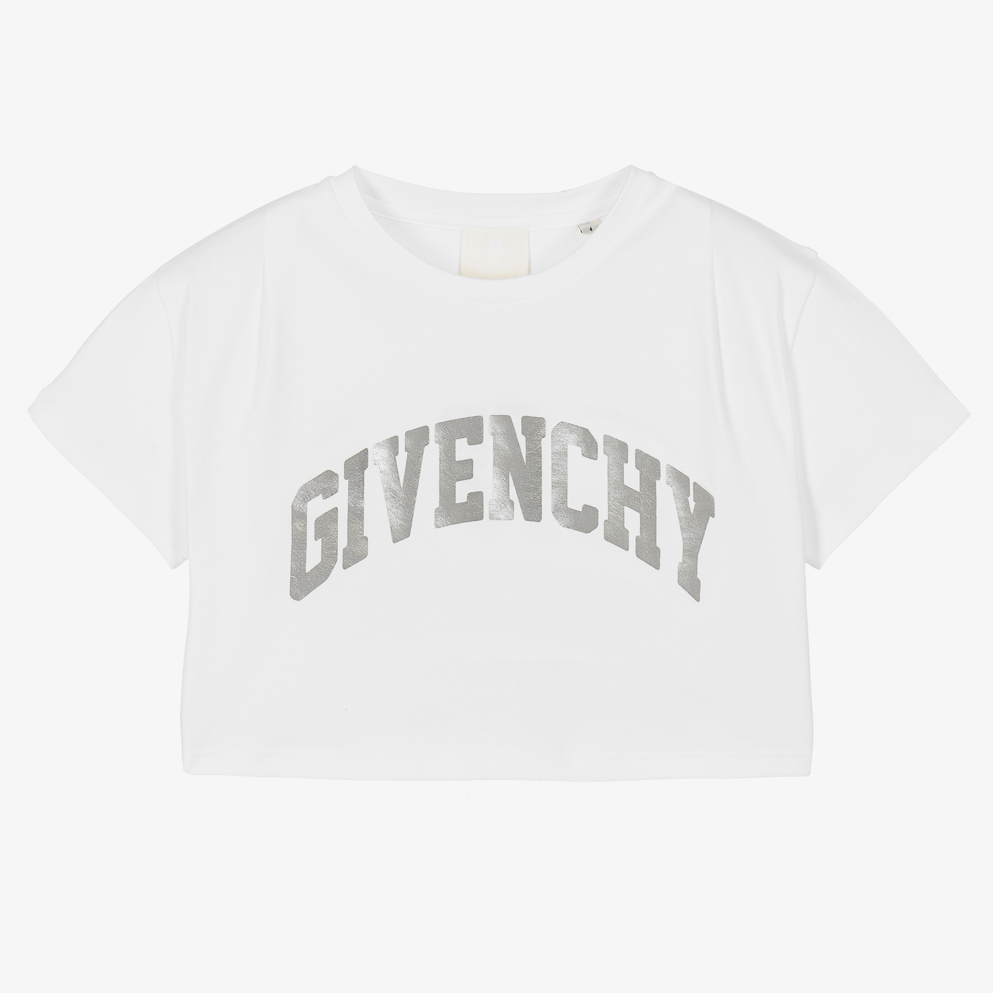 Givenchy - Girls White Cropped Cotton T-Shirt