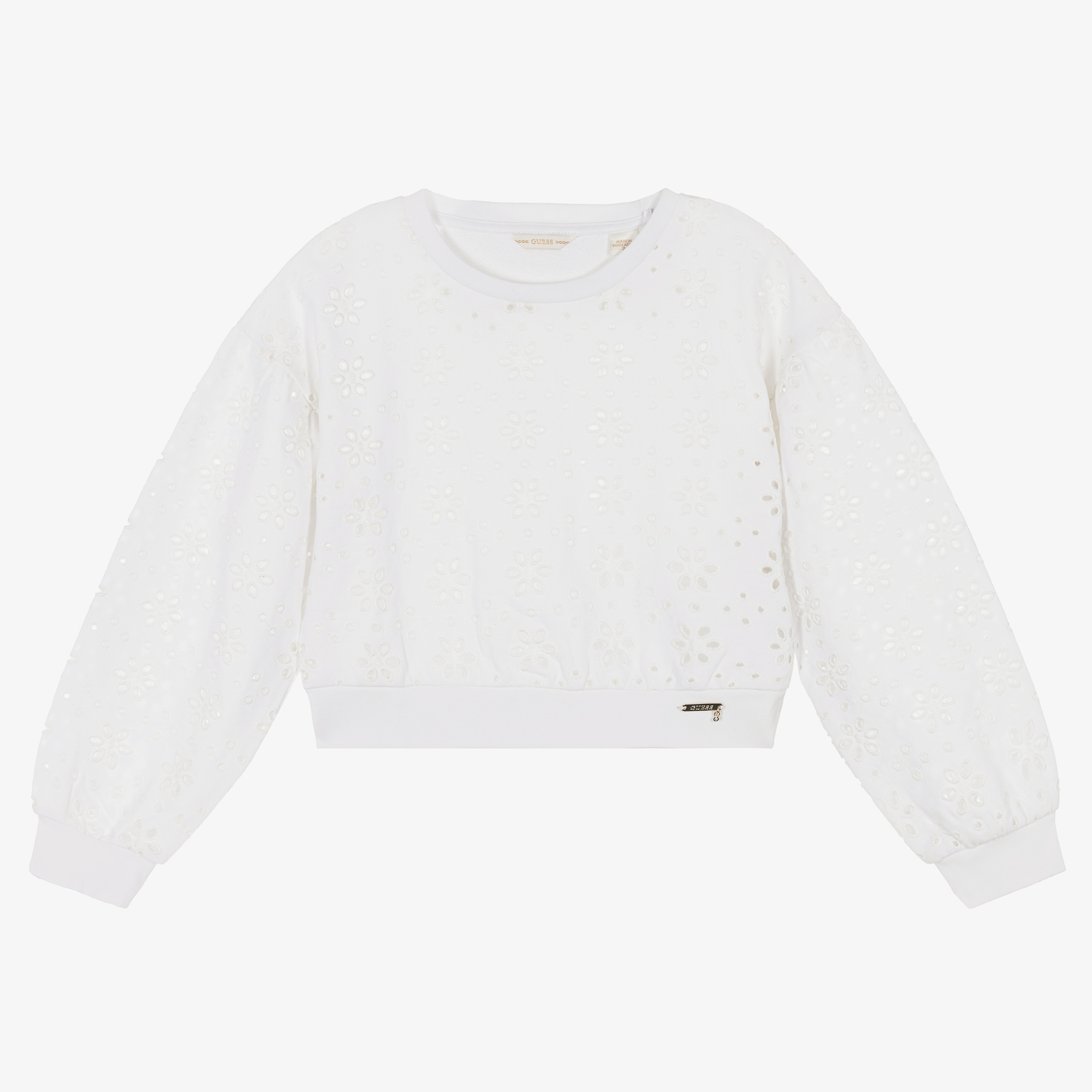 Guess Girls White Broderie Anglaise Sweatshirt