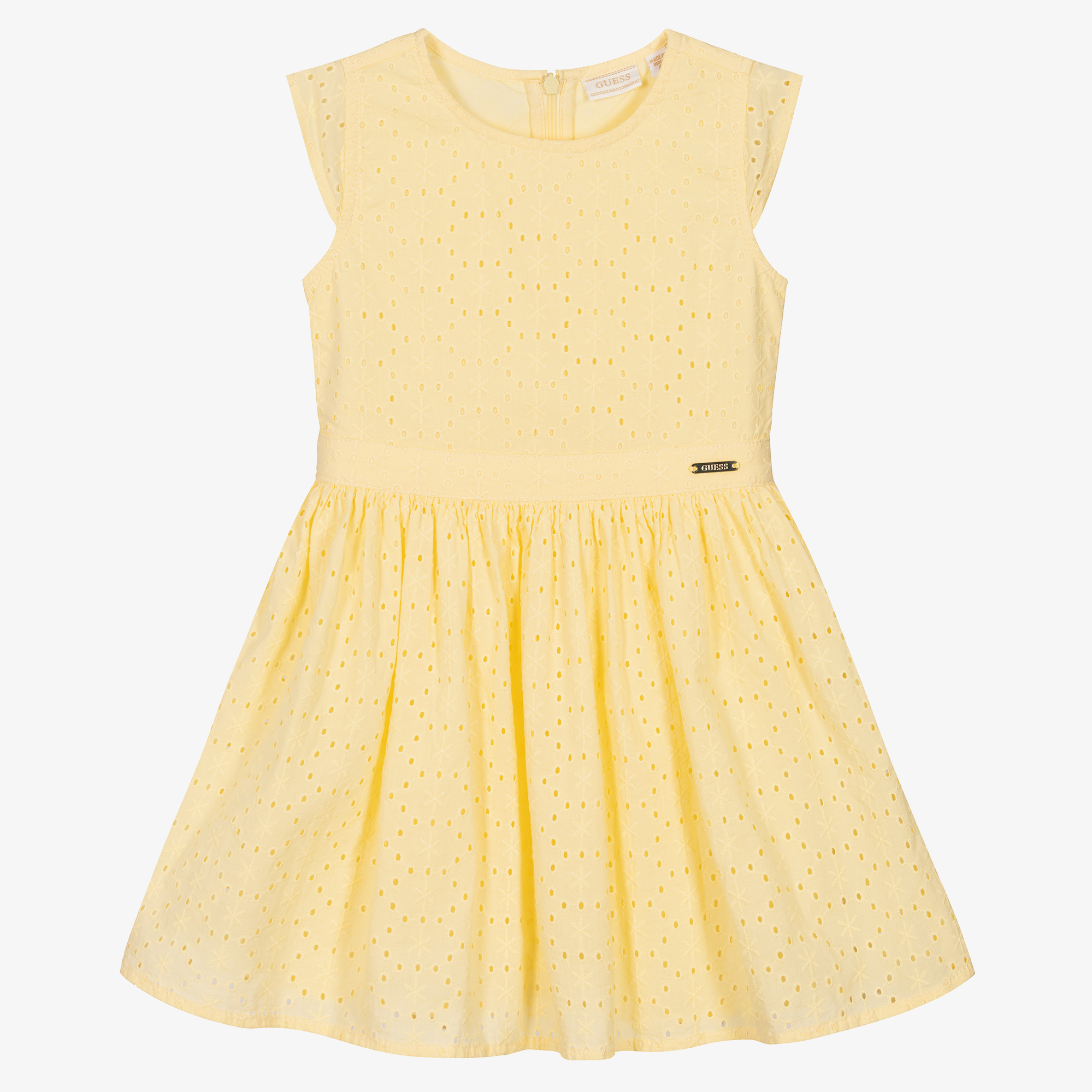 Guess Girls Yellow Broderie Anglaise Dress