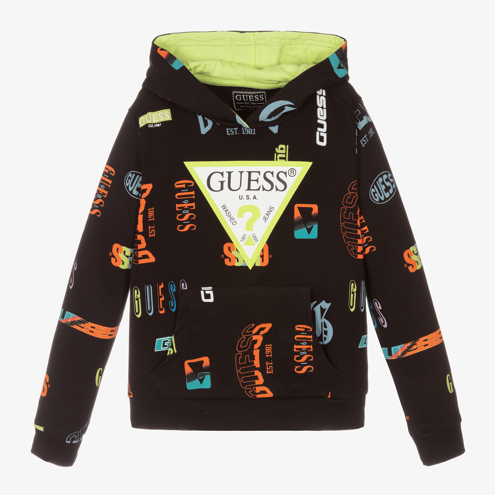 Guess - Junior Boys Black Logo Hoodie | Childrensalon Outlet