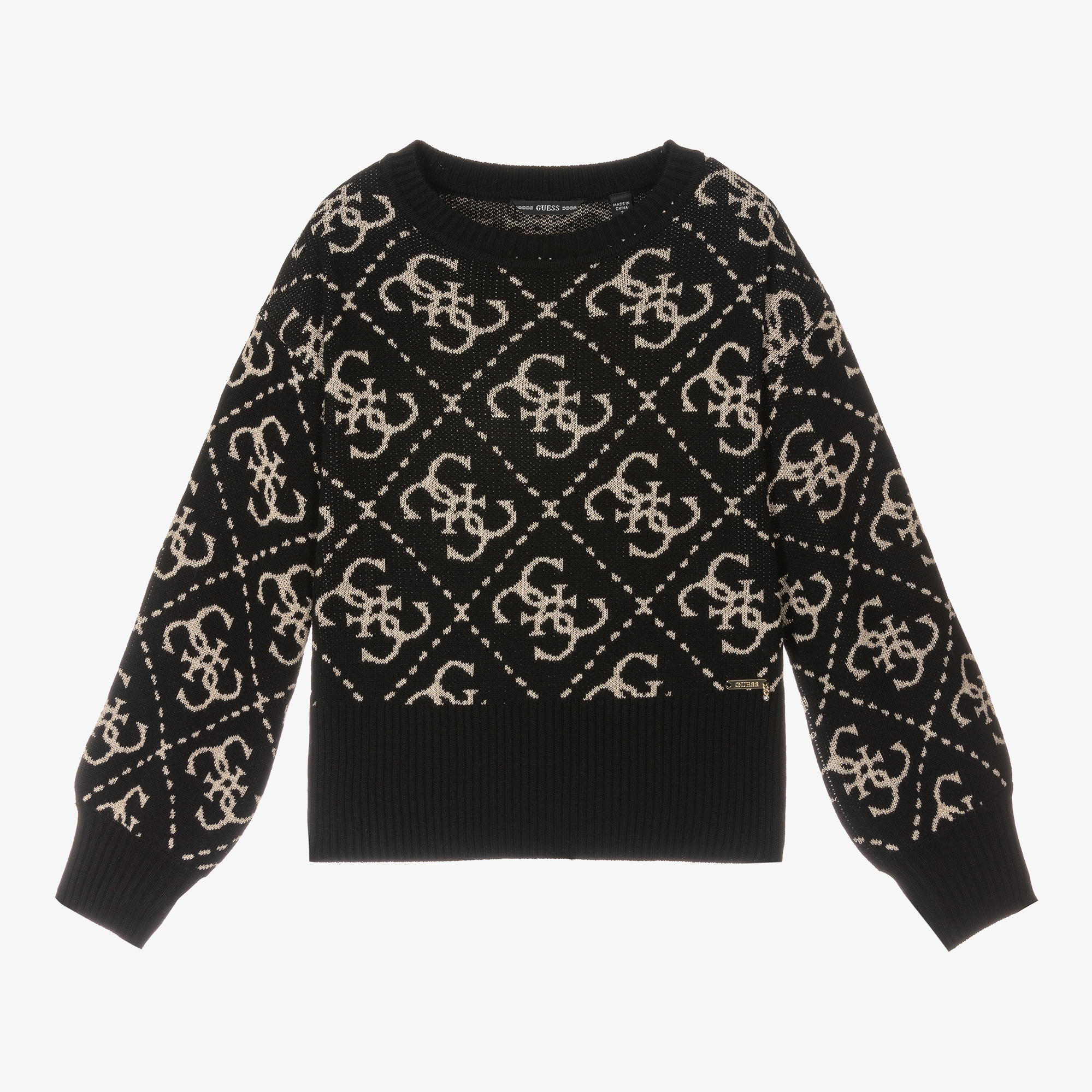 Guess - Junior Girls Black & Gold Knit Sweater