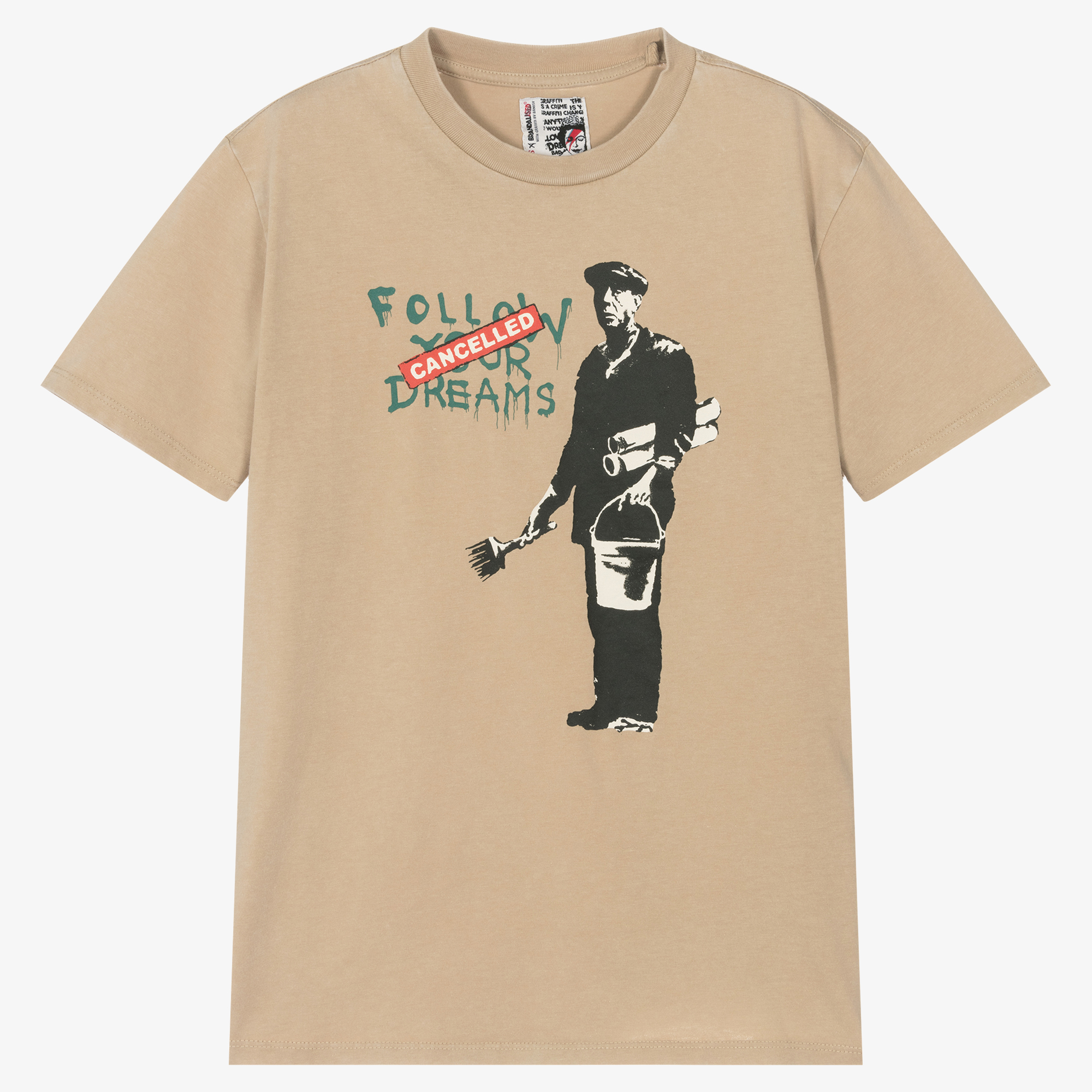 Guess - Teen Boys Beige Banksy T-Shirt | Childrensalon Outlet