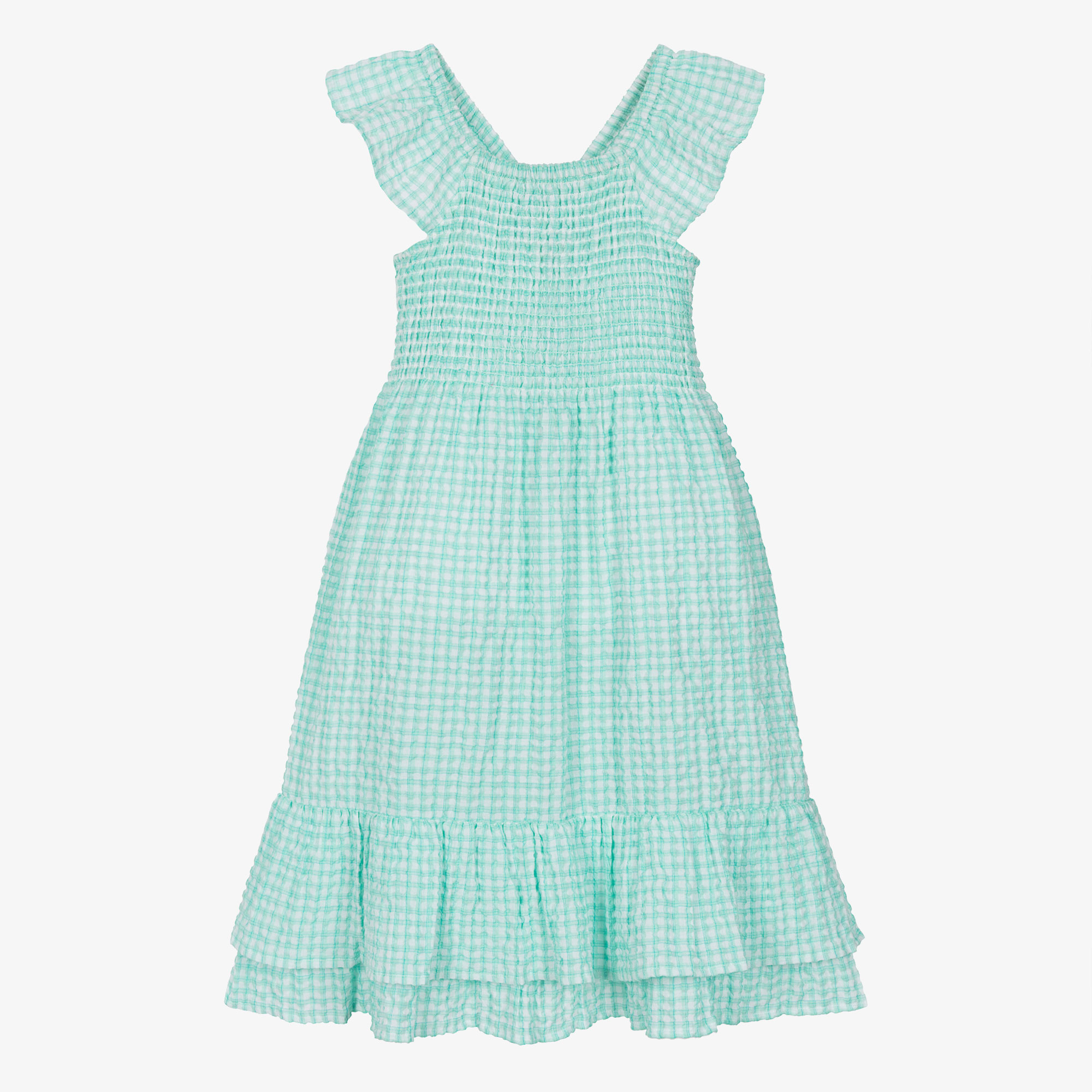 green gingham dress girls Ceyber Girls Bottle Green Gingham Dress – Bella Bambini main image 1