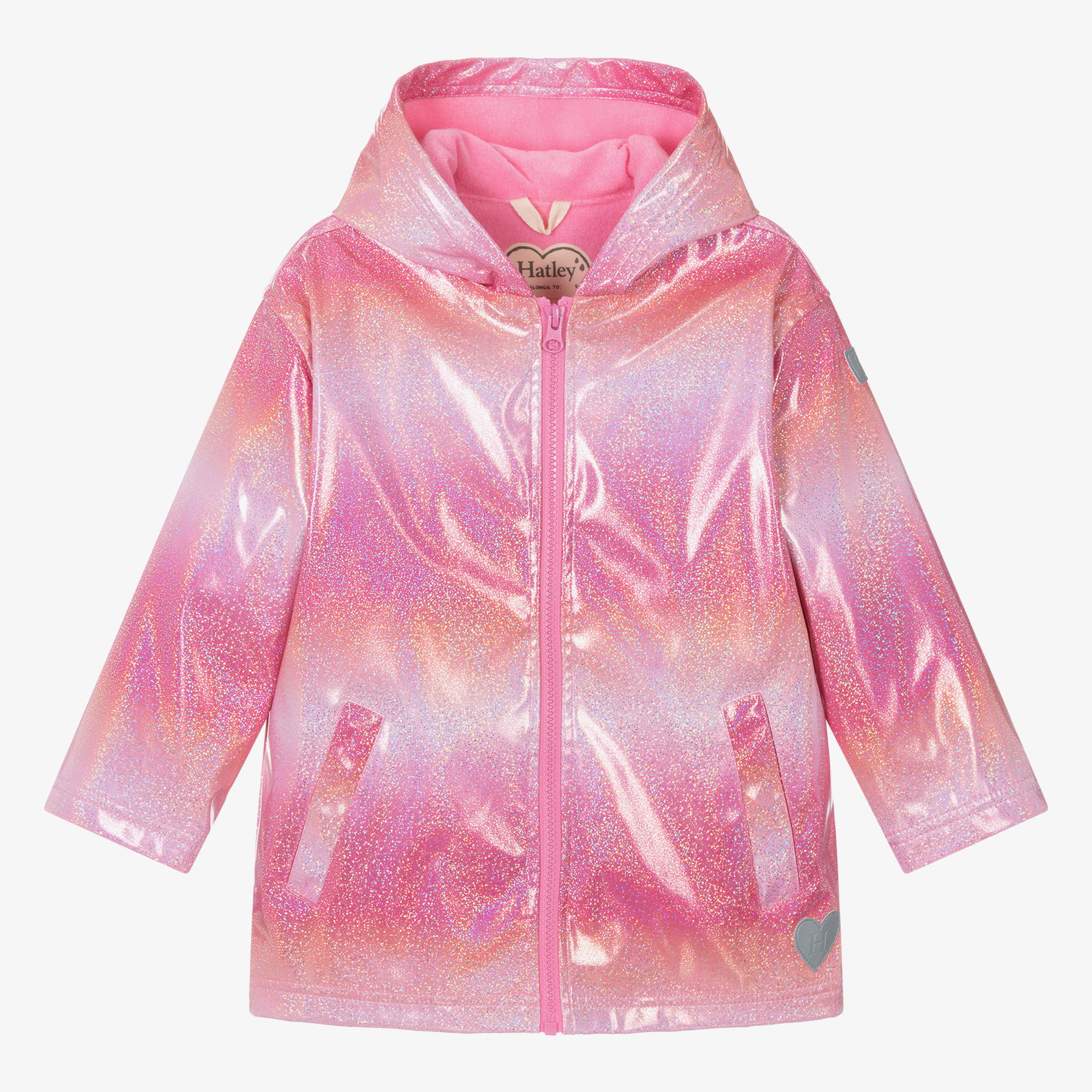 Hatley Girls Pink Glitter Hooded Raincoat Childrensalon Outlet