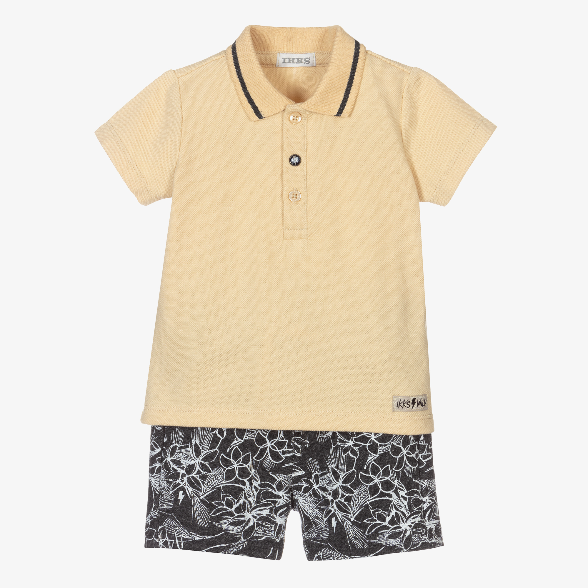 IKKS Boys Beige Grey Shorts Set Childrensalon Outlet