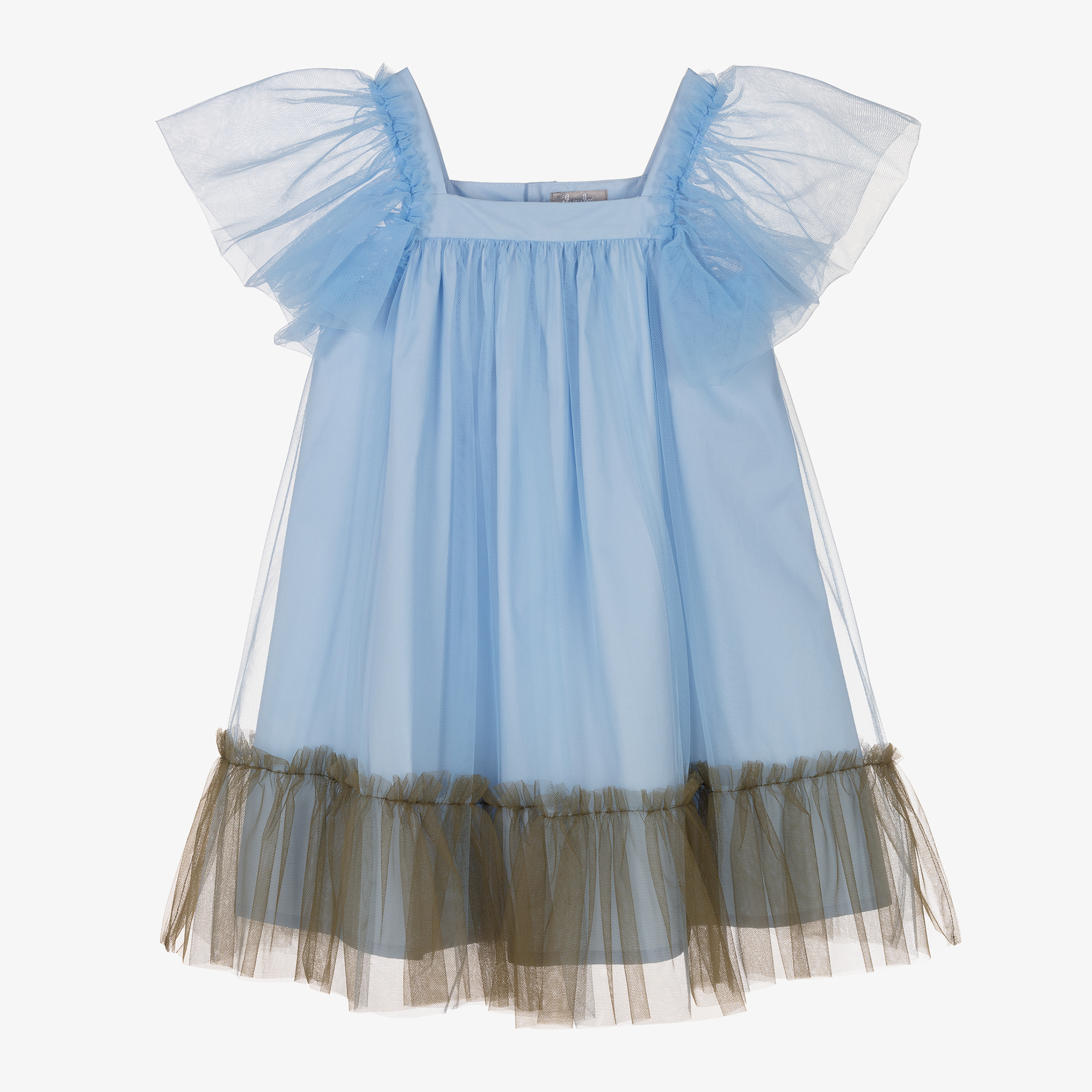 Il Gufo - Girls Blue & Green Frill Tulle Dress
