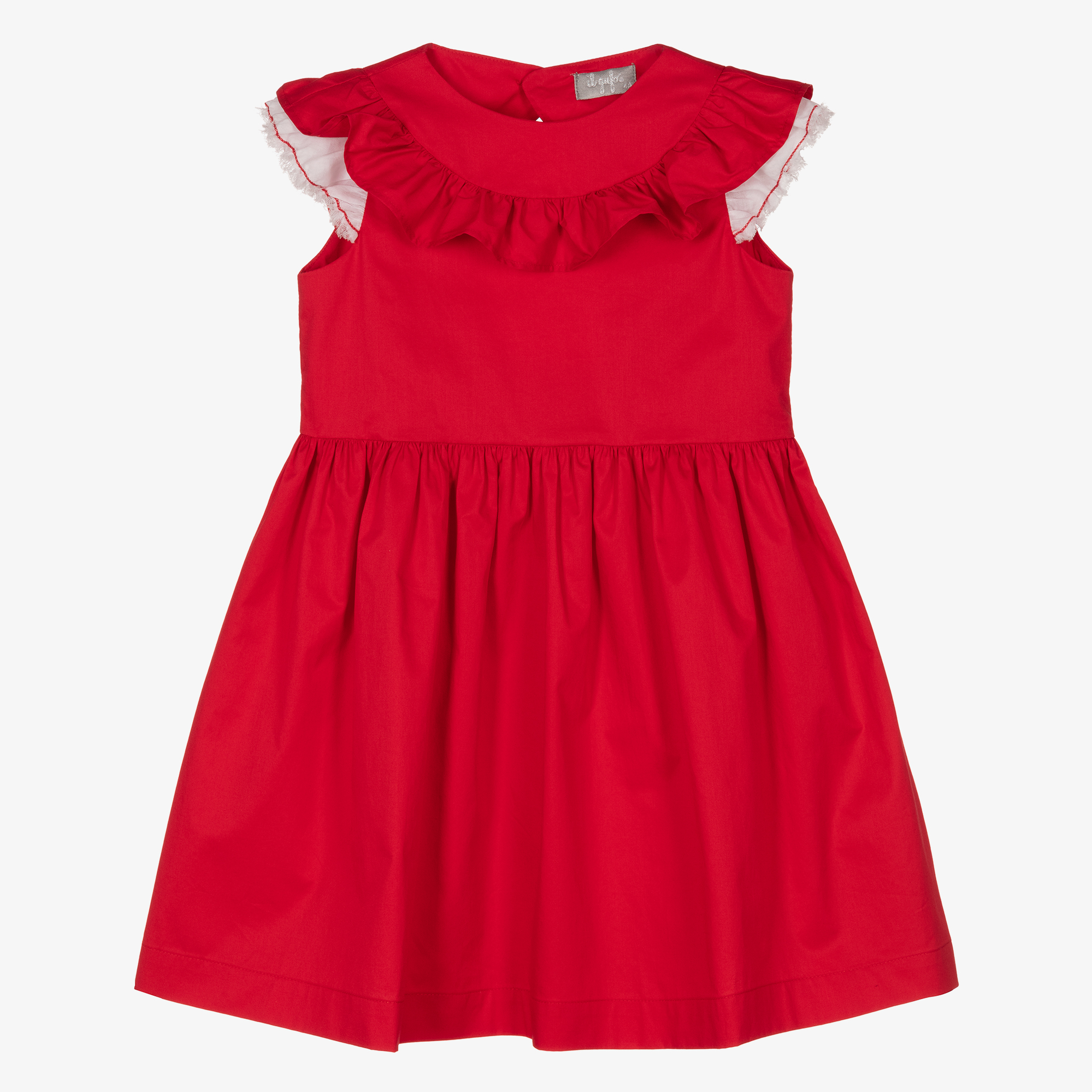 il gufo red dress Il Gufo Girls Red Cotton Ruffle Dress