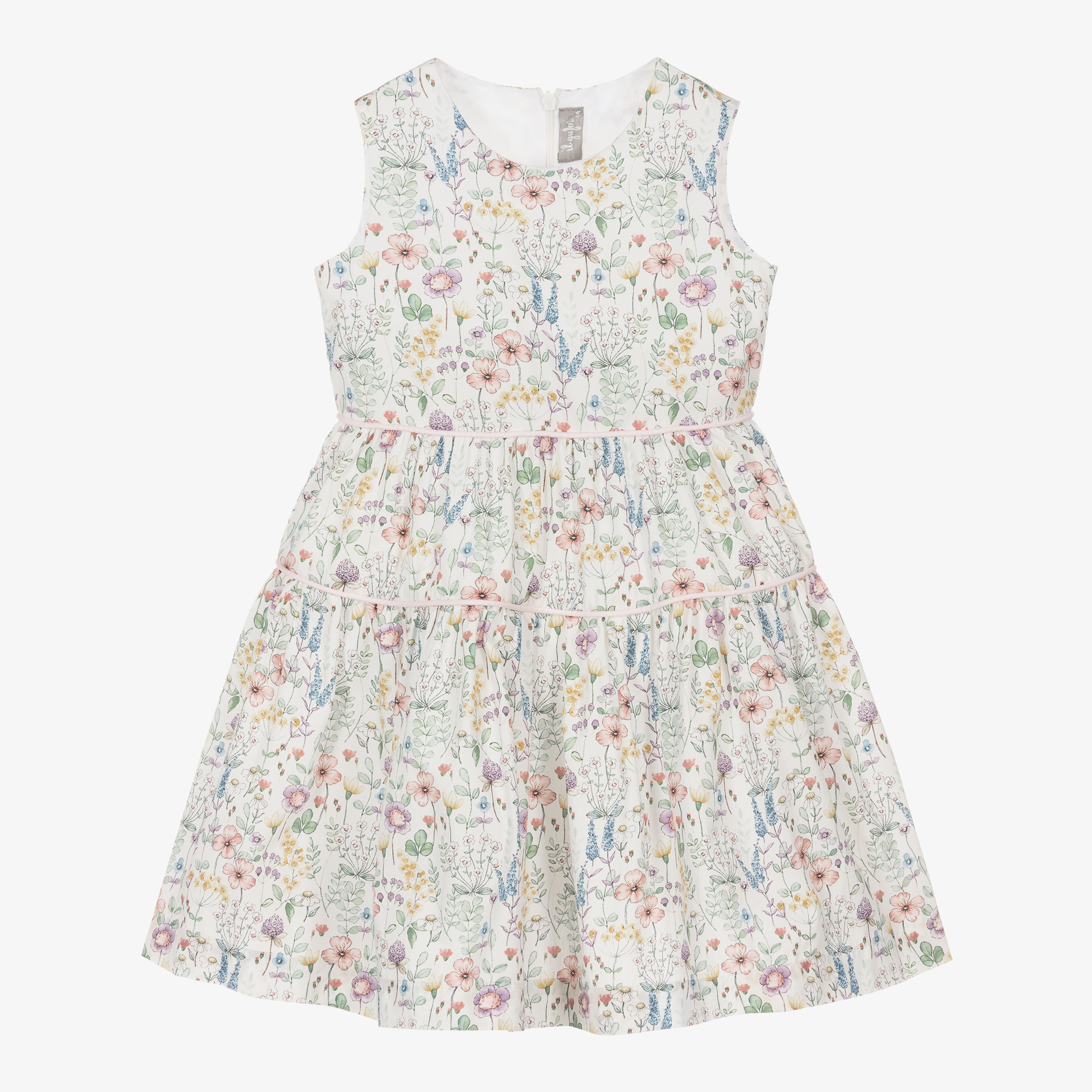 イタリア発! IL GUFO ★White アブストラクト柄 綿ドレス★2-10Y Il Gufo - Girls White Tiered Dress | Childrensalon Outlet