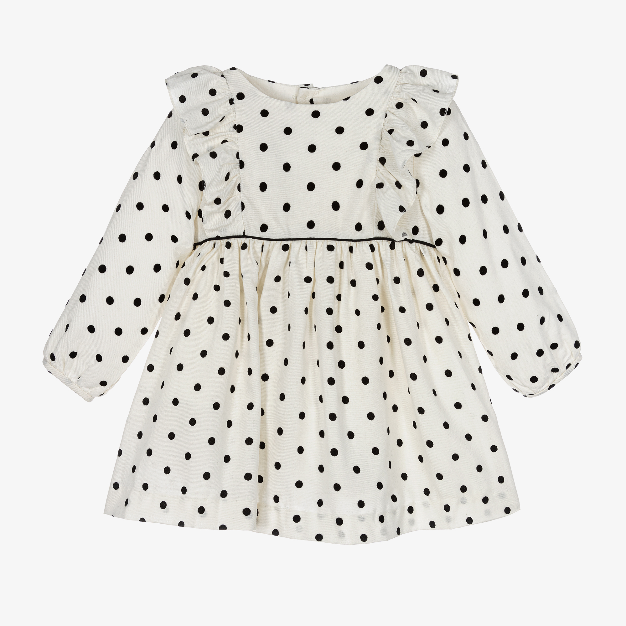 Jacadi Paris Girls Ivory Black Polka Dot Dress