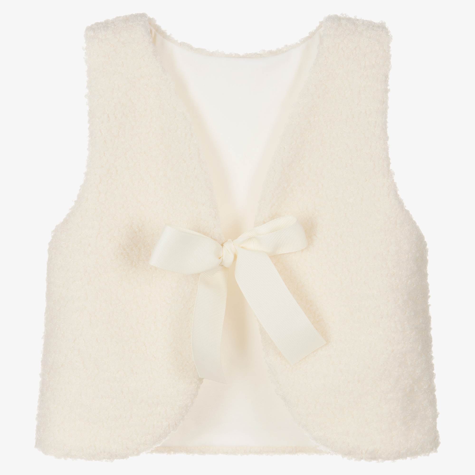 Jamiks Girls Ivory Bouclé Fleece Gilet
