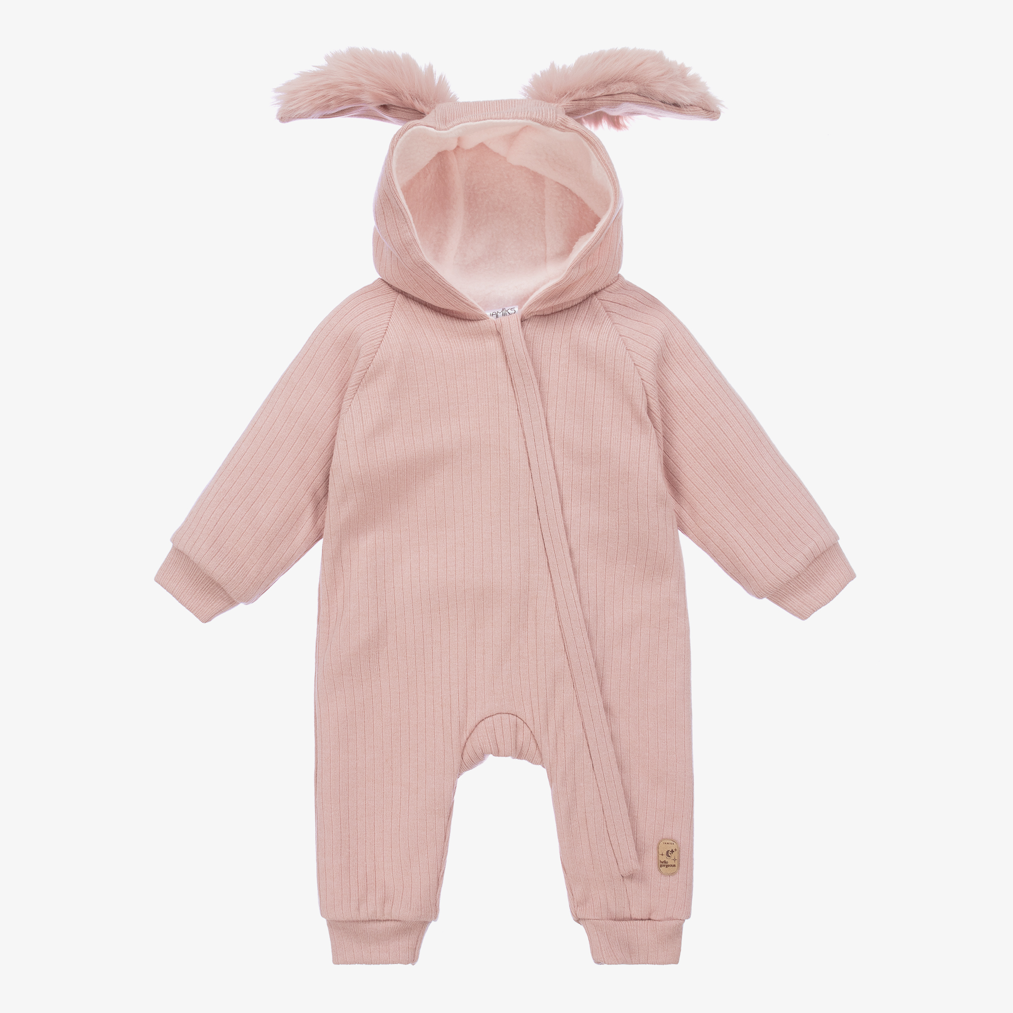 Jamiks Pink Jersey Bunny Ears Pramsuit