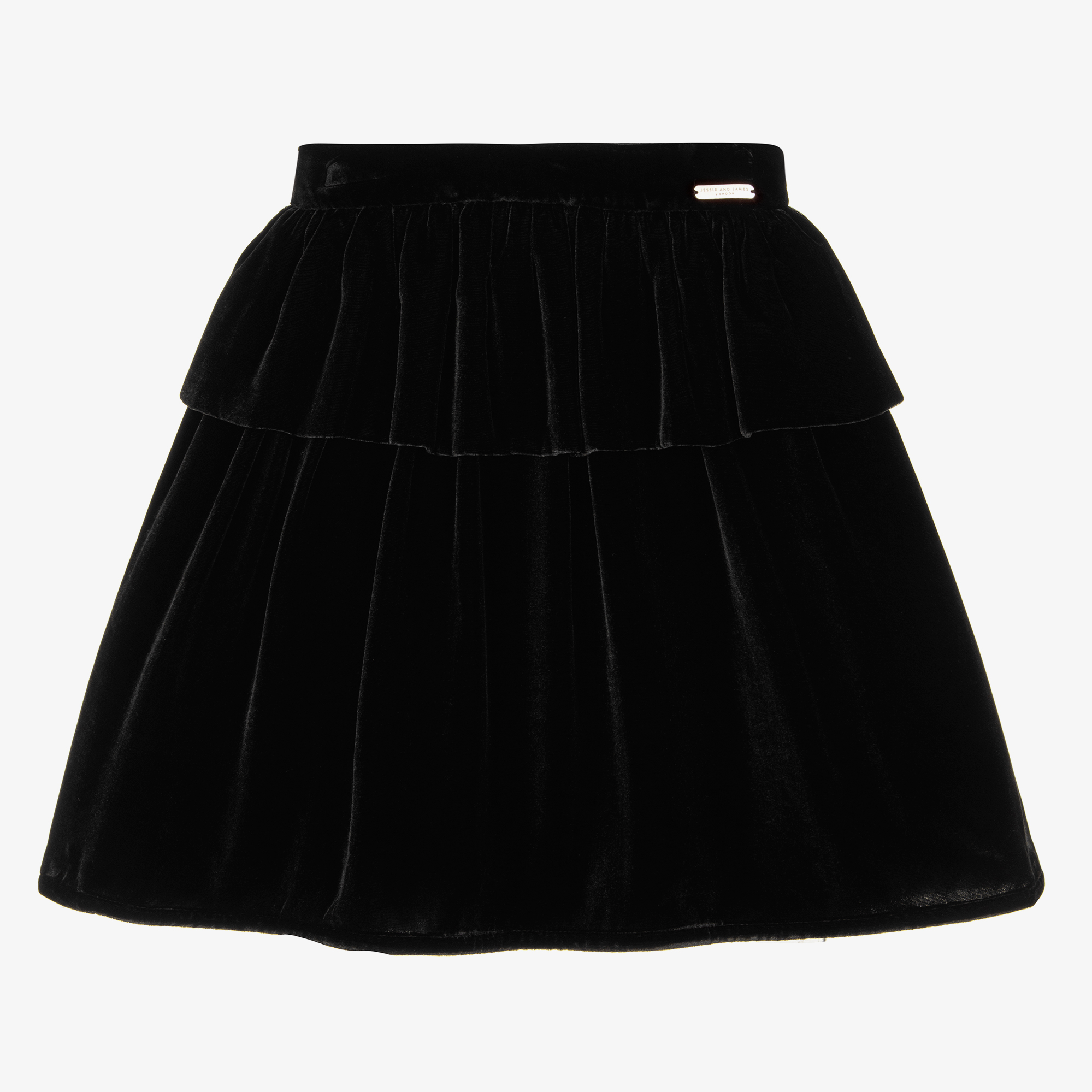 Jessie and James London Girls Black Silk Velvet Skirt