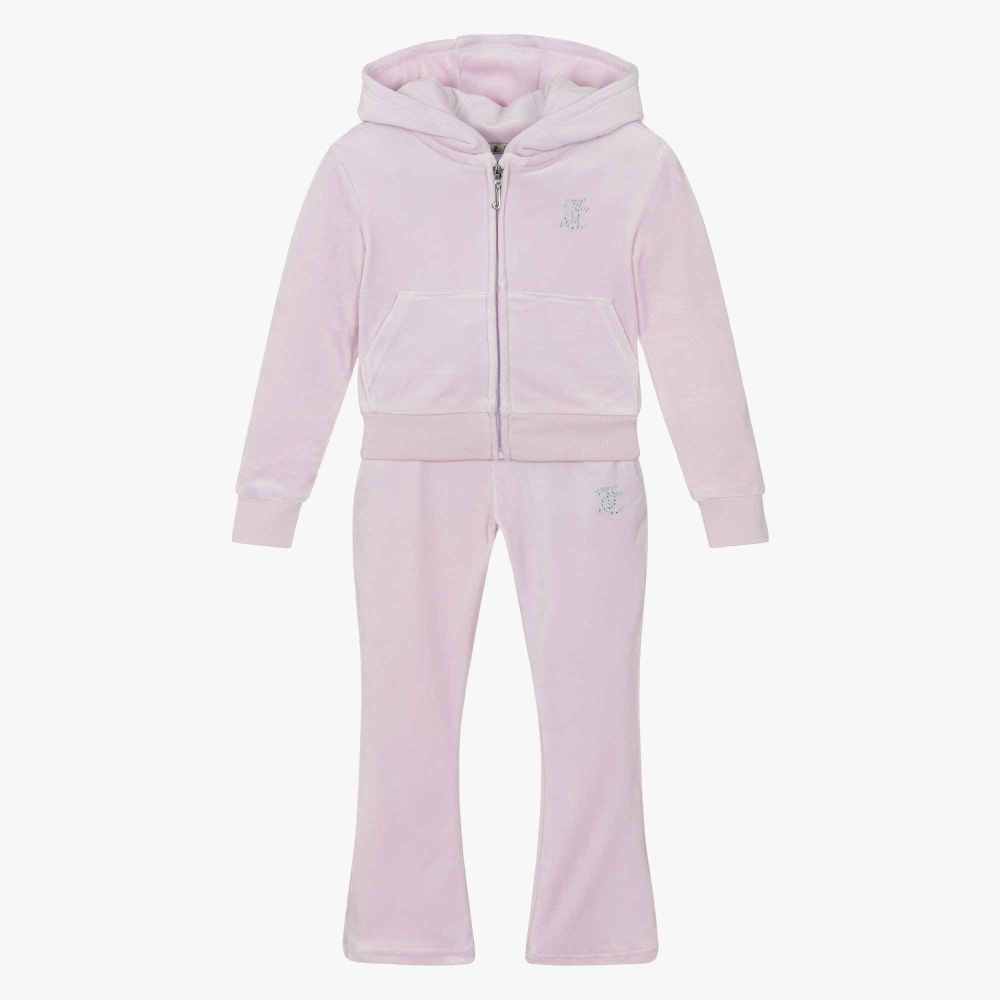 Juicy Couture Girls Lilac Pink Velour Tracksuit with Diamanté