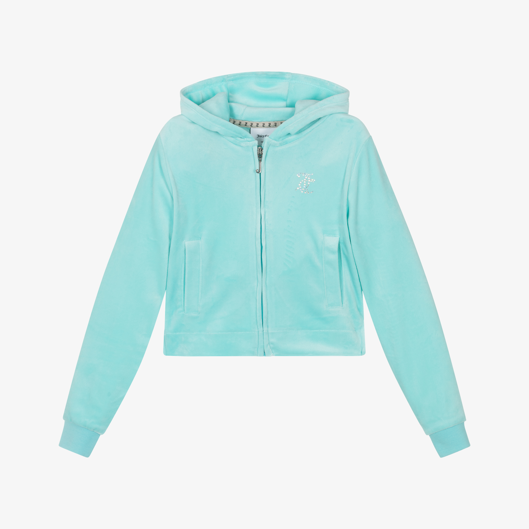 ♡juicy couture♡ベビーブルー 水色 キラキラ ベロア トップス Cropped Mockneck Jacket - Juicy Couture