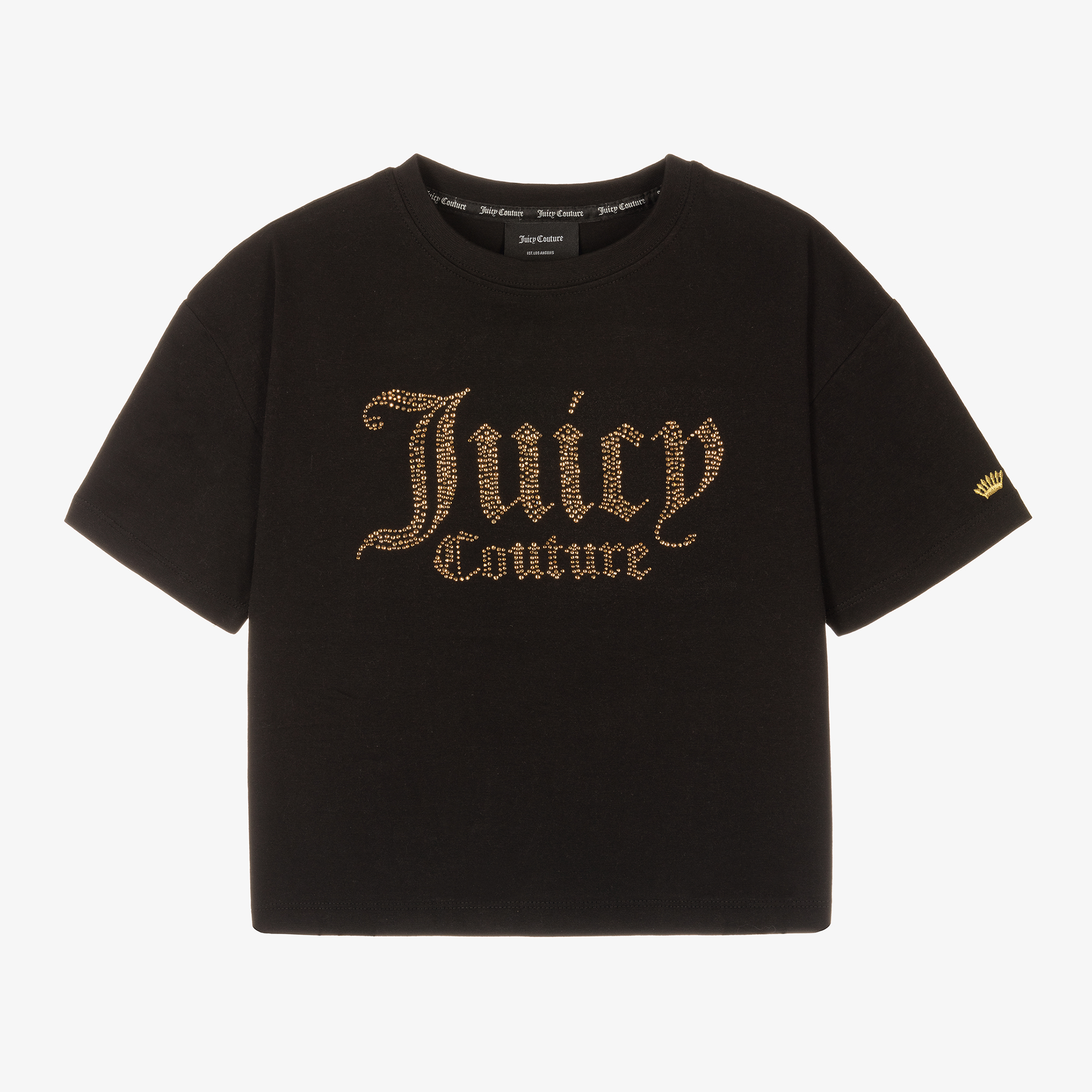 JUICY COUTURE★ラインストーンロゴ 半袖 T-shirt JC33 Juicy Couture - Teen Girls Black Rhinestone T-Shirt