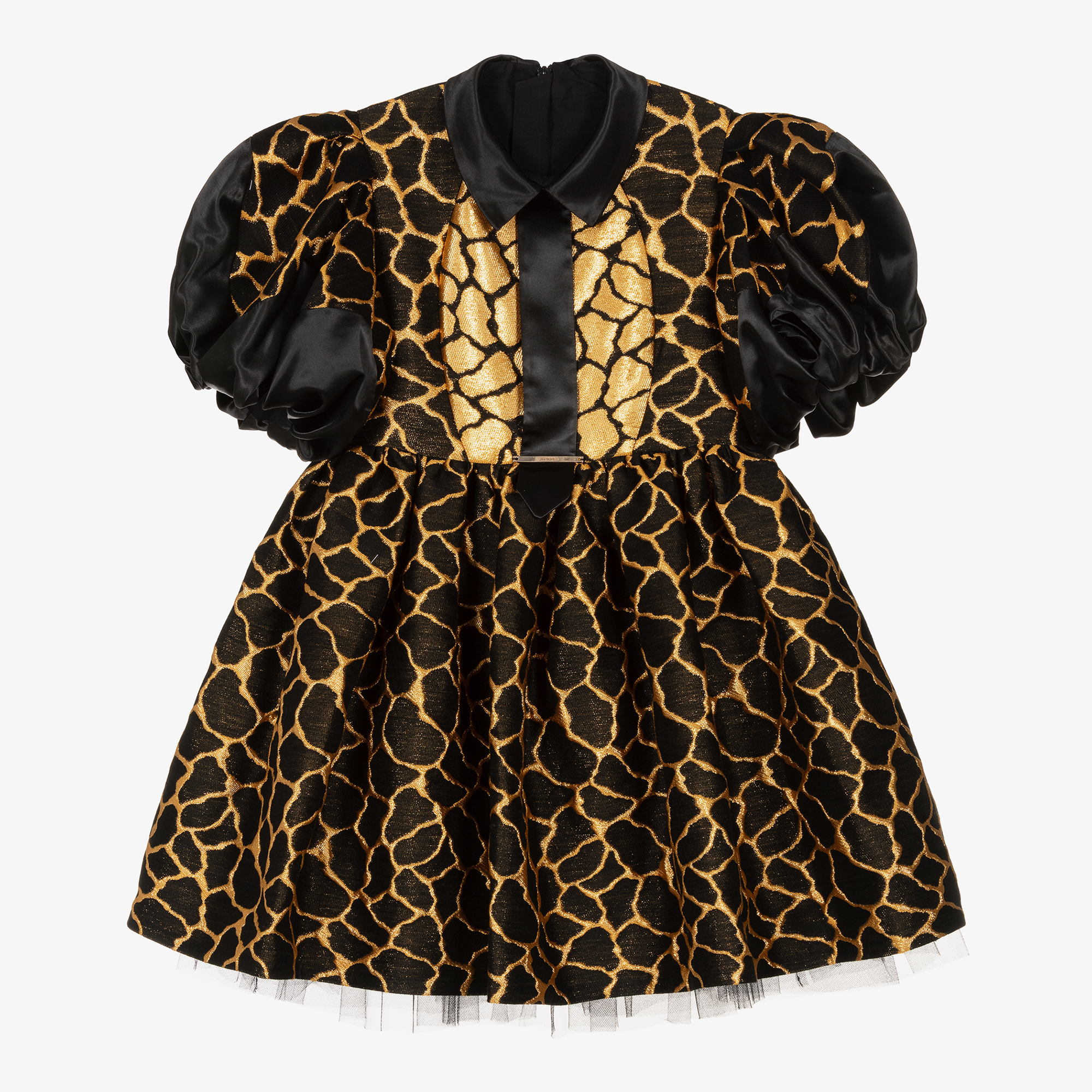 Junona Girls Black & Gold Jacquard Dress
