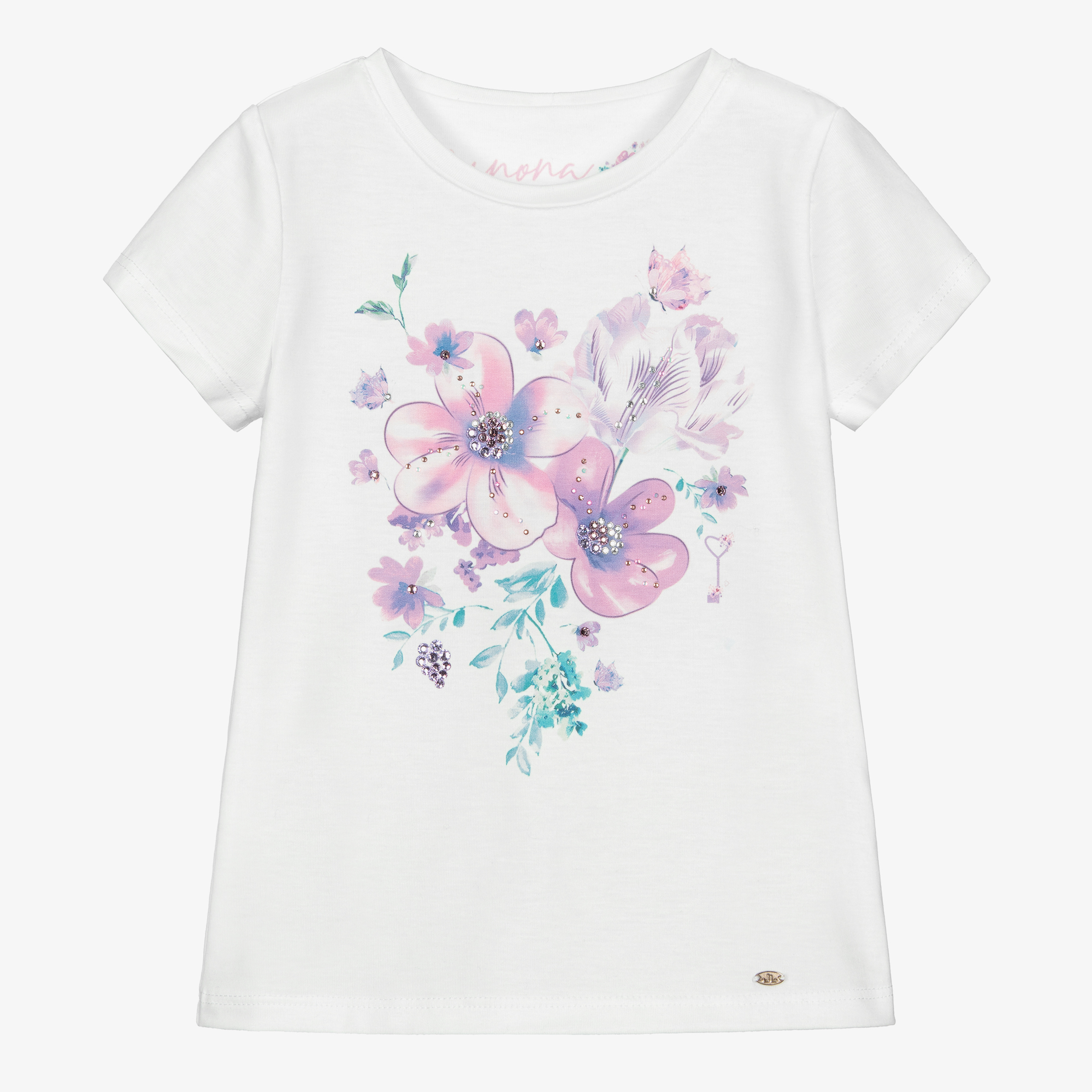 Tシャツ・カットソー RONRON FLORAL LONG SLEEVE CREAM PURPLE FLOWER RR24ALT3222CR Tシャツ・カットソー RONRON FLORAL LONG SLEEVE CREAM PURPLE