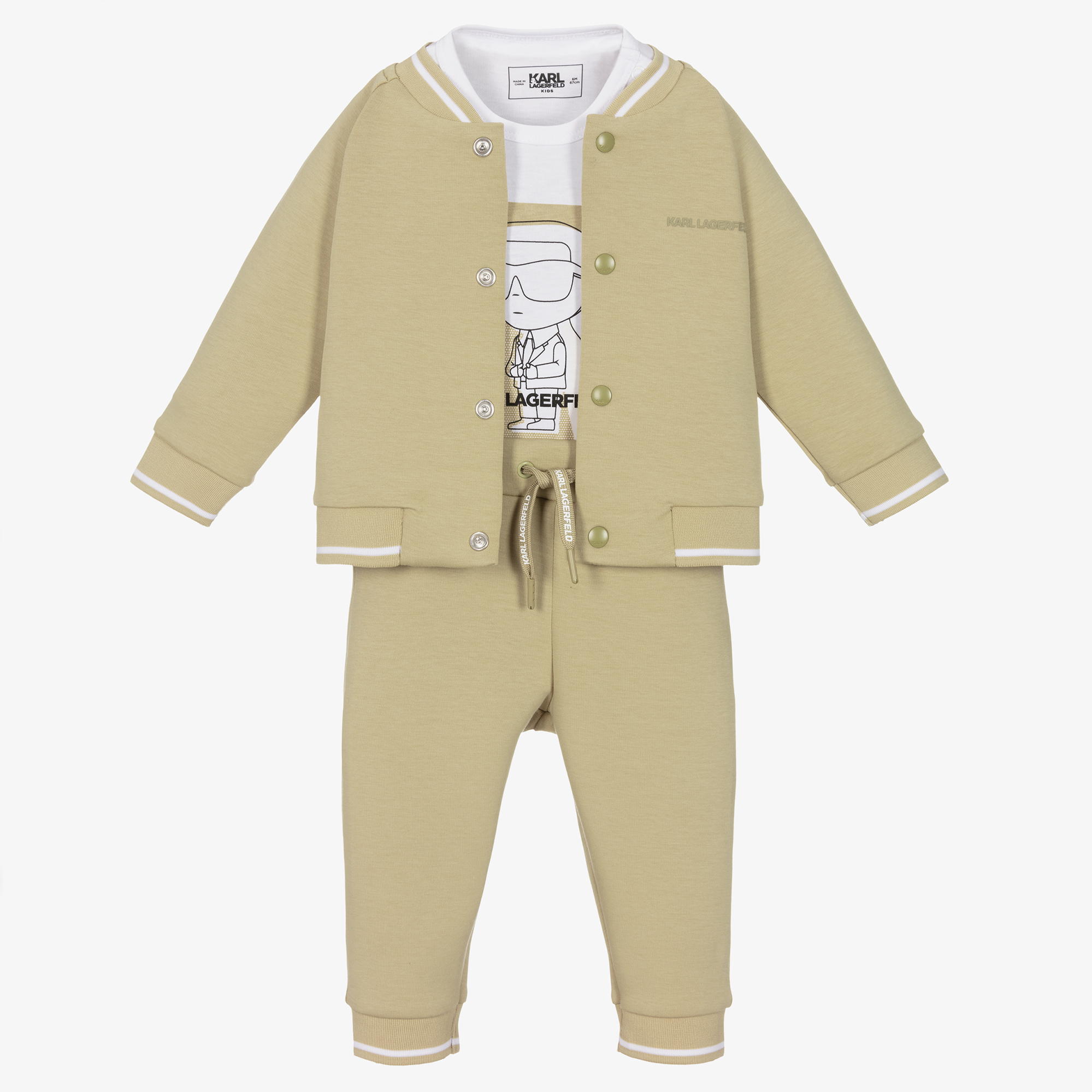 KARL LAGERFELD KIDS Boys Green Cotton Tracksuit Set