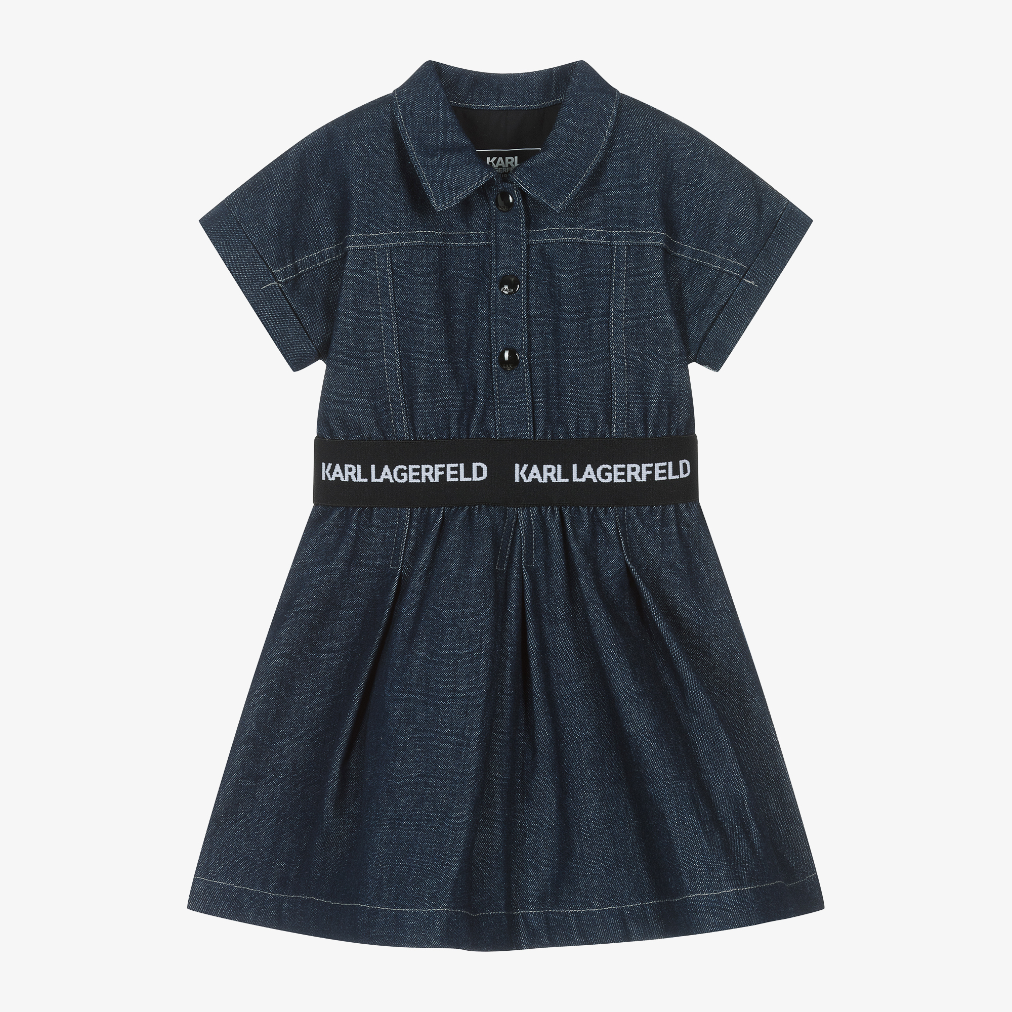 white christmas dresses Short-sleeved white denim dress | White Denim | Women | KARL LAGERFELD