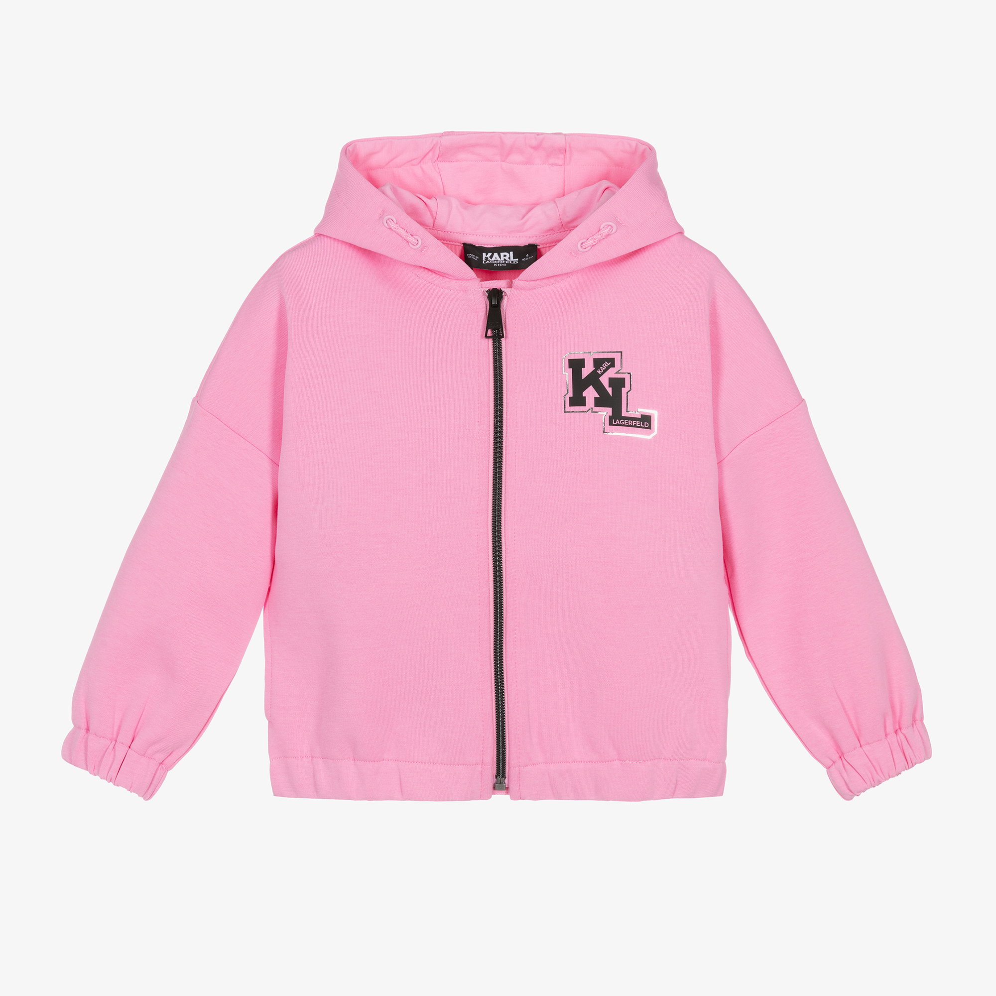 KARL LAGERFELD KIDS - Girls Pink Monogram Print Zip-Up Top