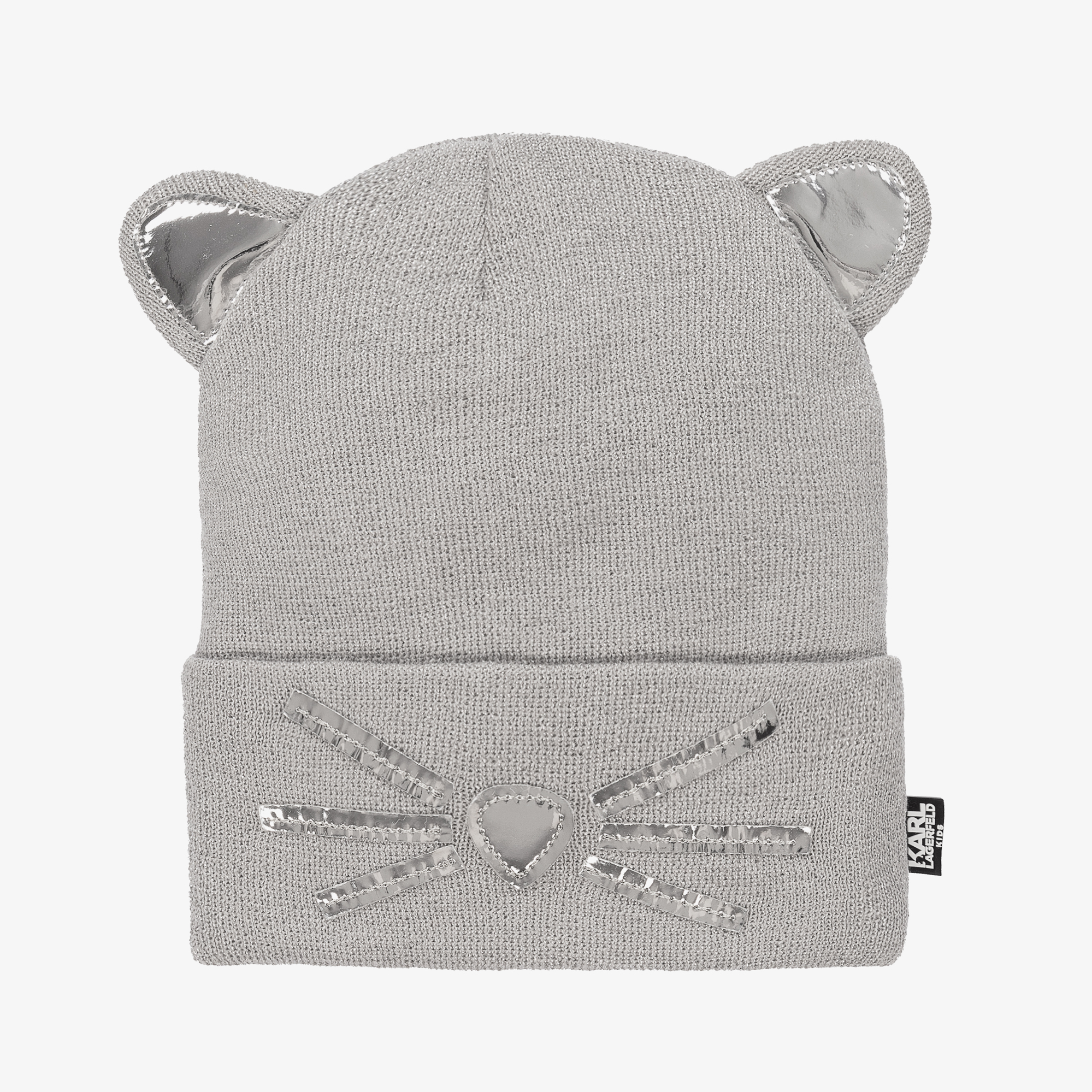 KARL LAGERFELD KIDS - Teen Girls Silver Beanie Hat 