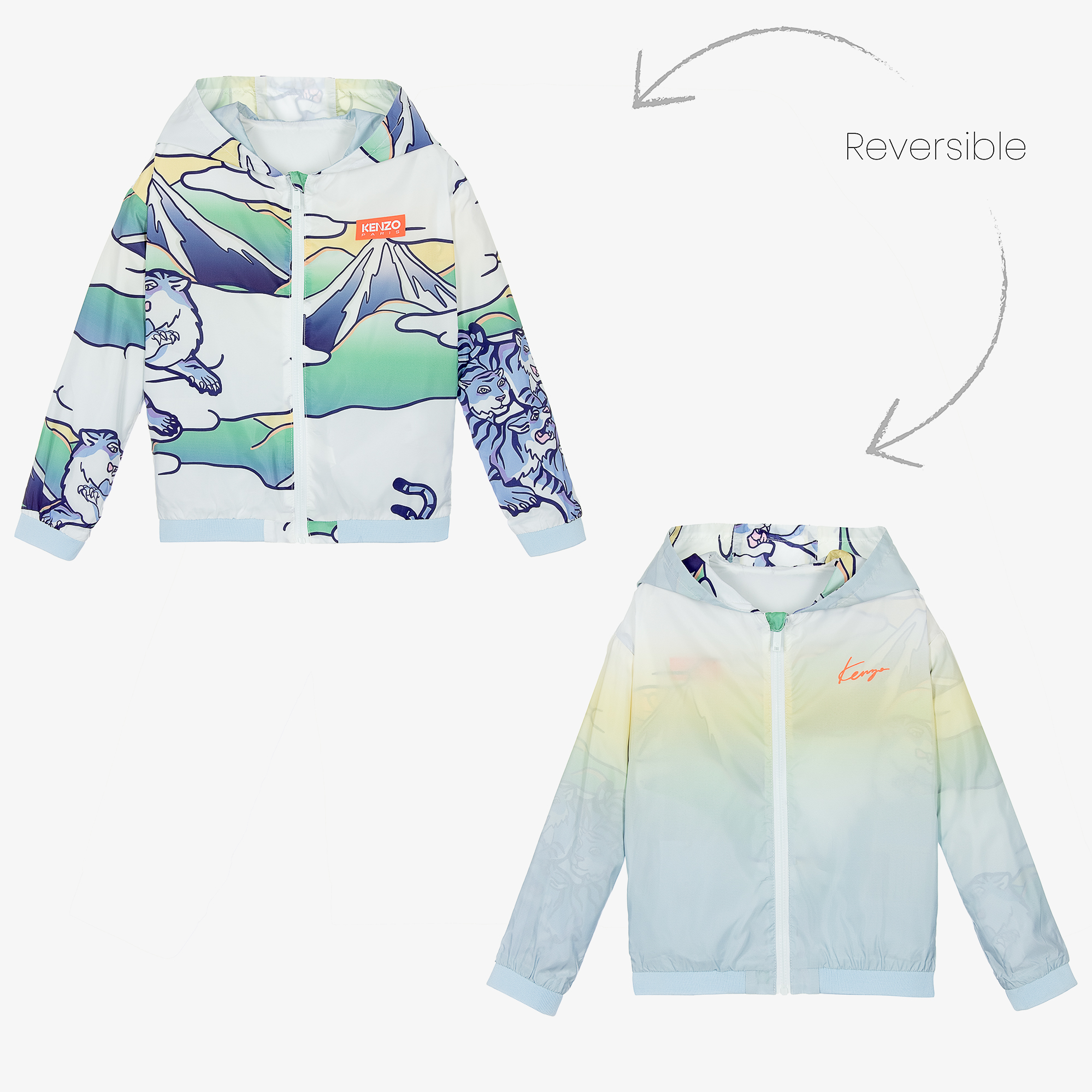 KENZO KIDS Baby Boys Blue Reversible Jacket