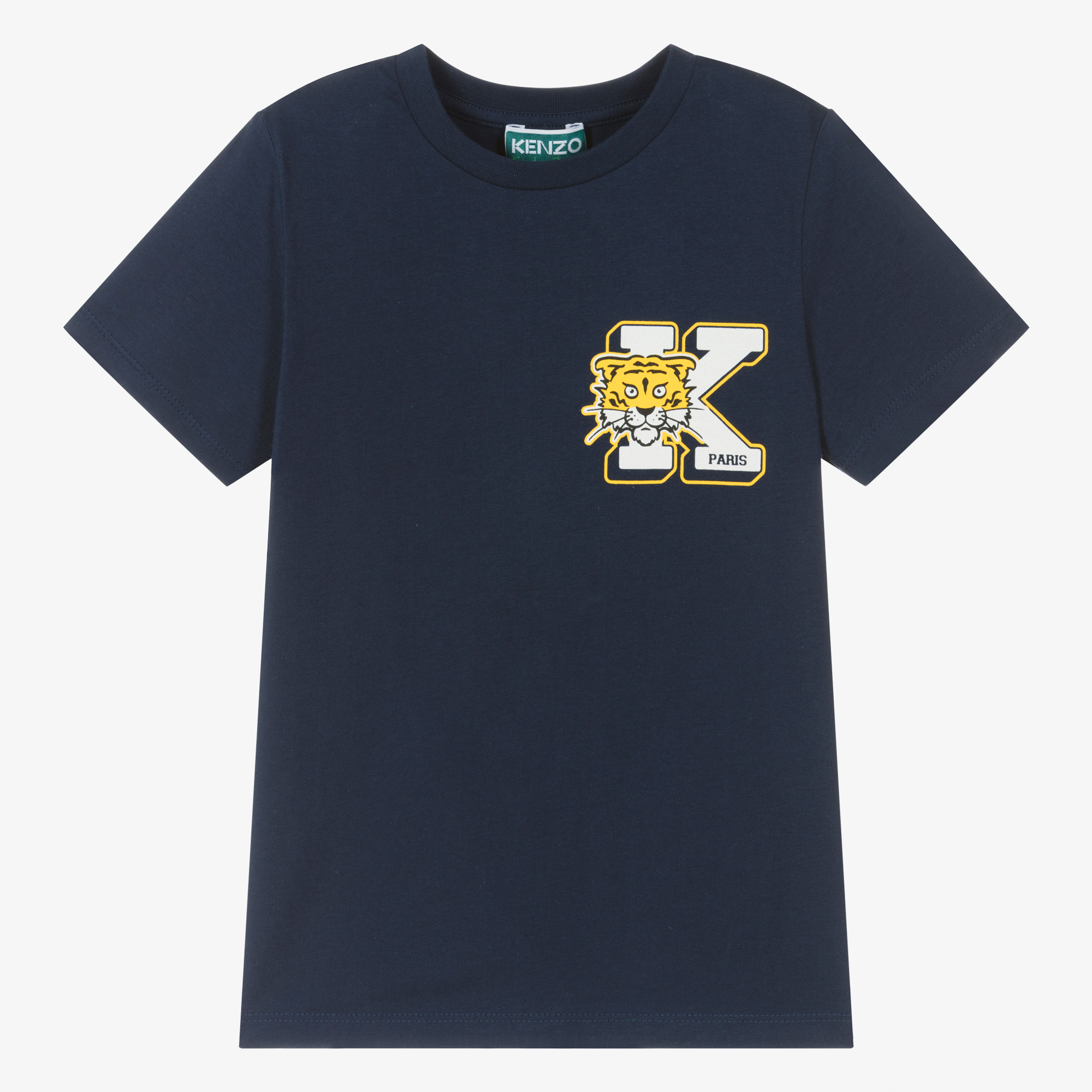 KENZO KIDS Boys Blue Organic Cotton Tiger T Shirt Childrensalon Outlet