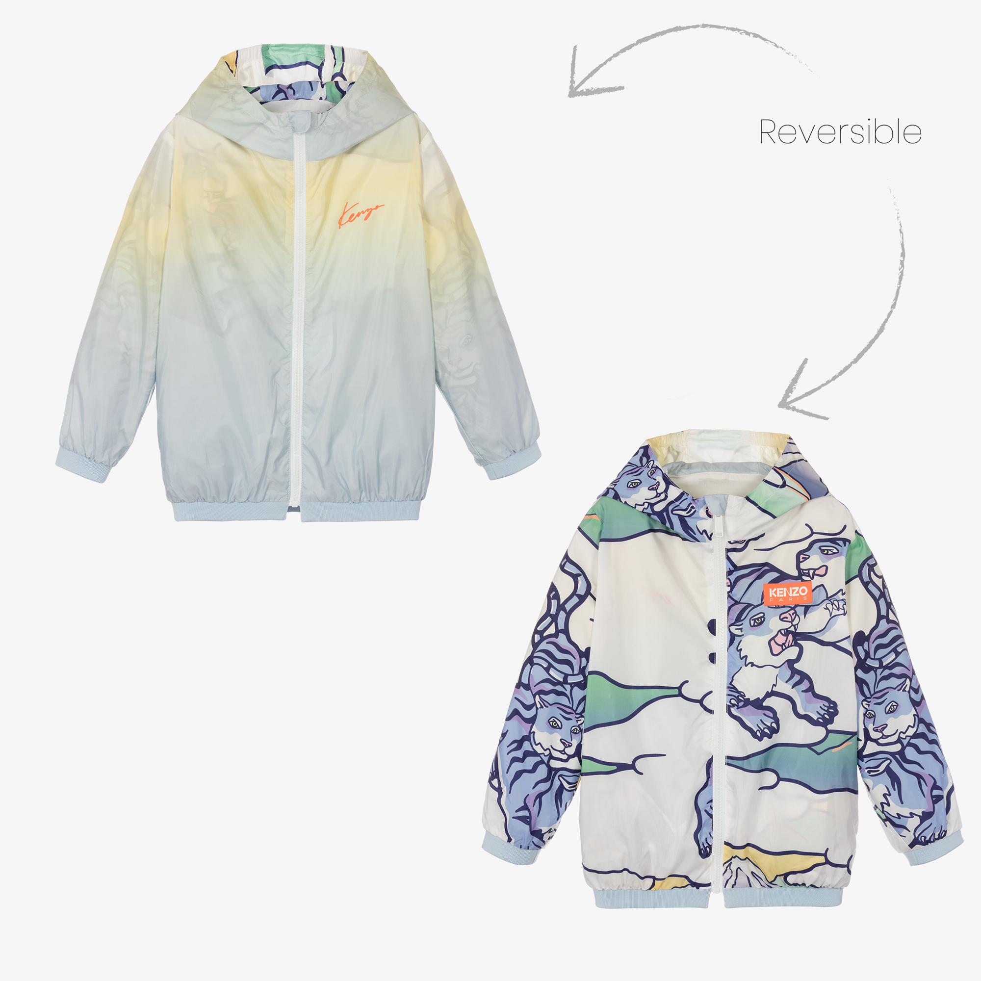 KENZO KIDS - Boys Blue Reversible Windbreaker Jacket 