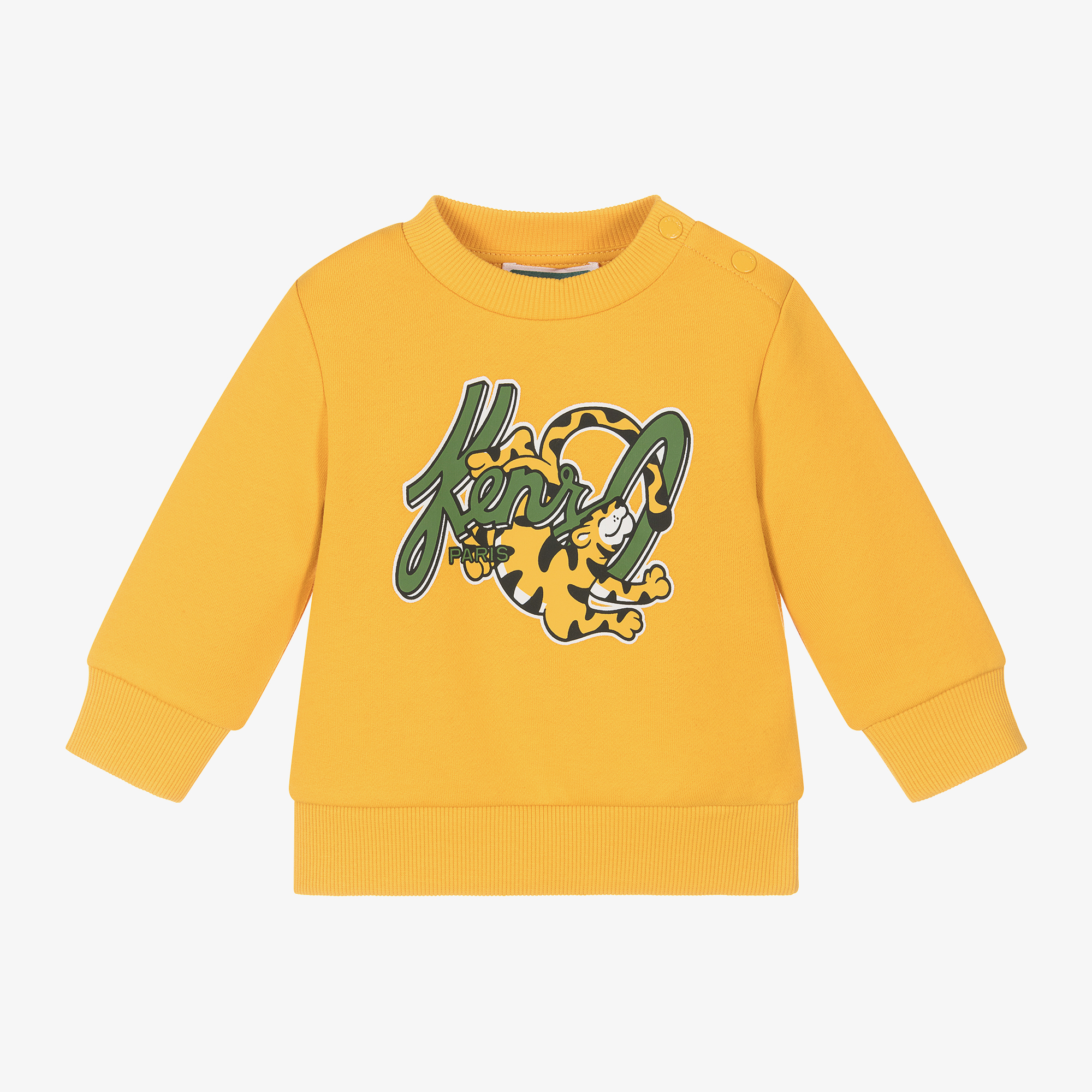 KENZO KIDS Boys Yellow Tiger Logo Jumper