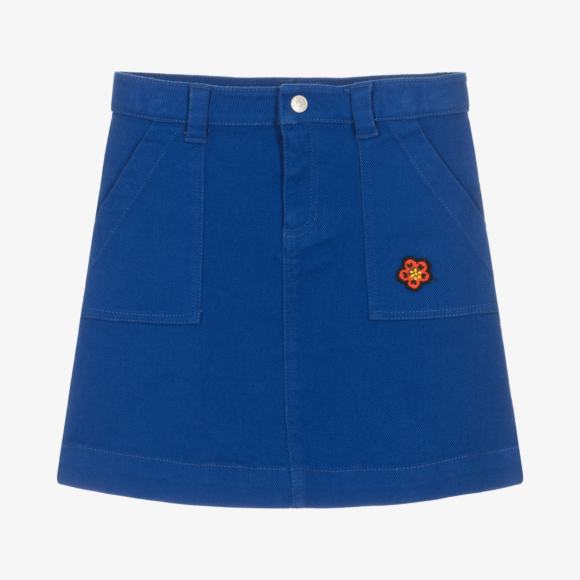 残り僅か！KENZO デニムミニスカート「BOKE FLOWER」花柄 KENZO KIDS - Girls Blue Cotton Boke Flower Skirt