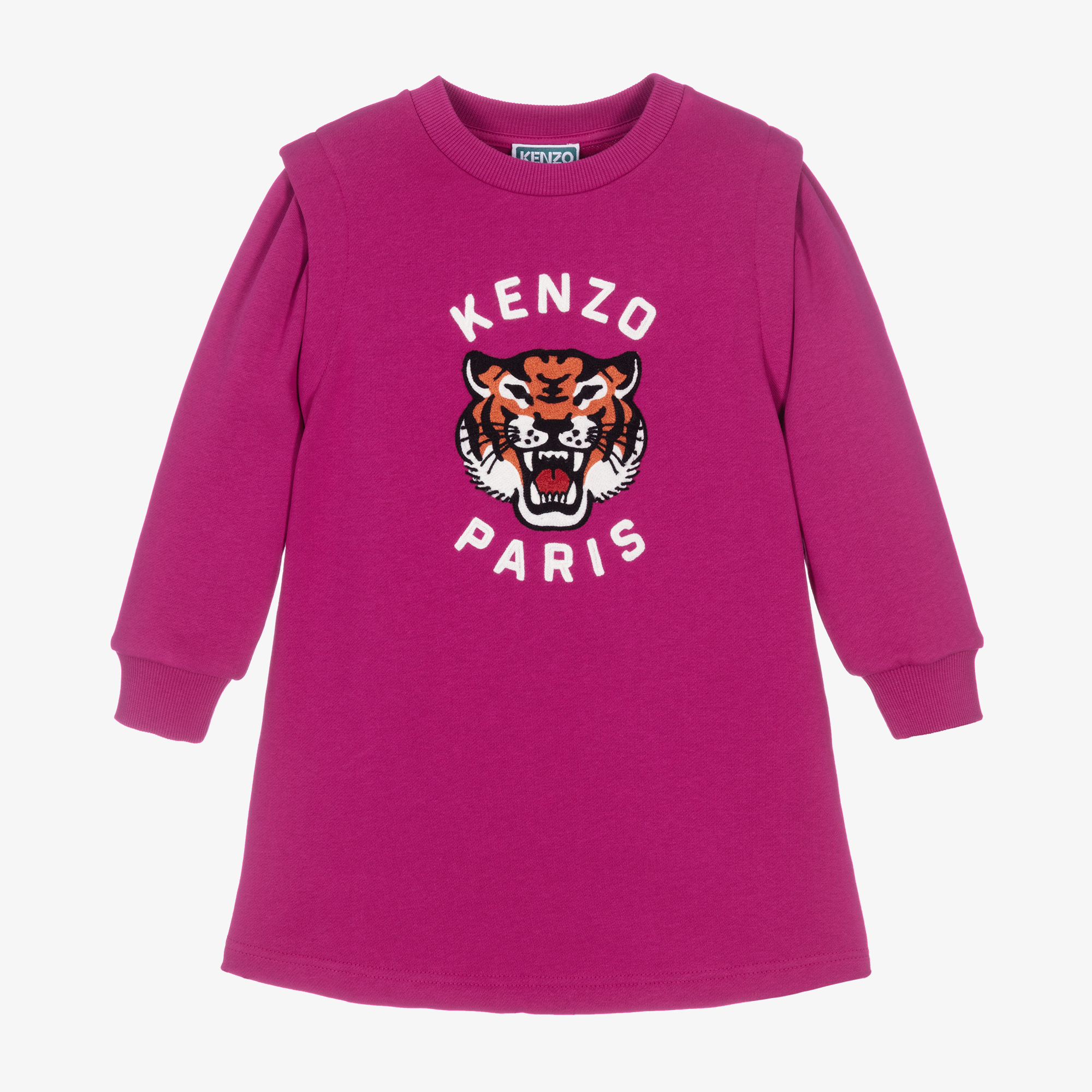 KENZO KIDS - Girls Magenta Tiger Sweatshirt Dress