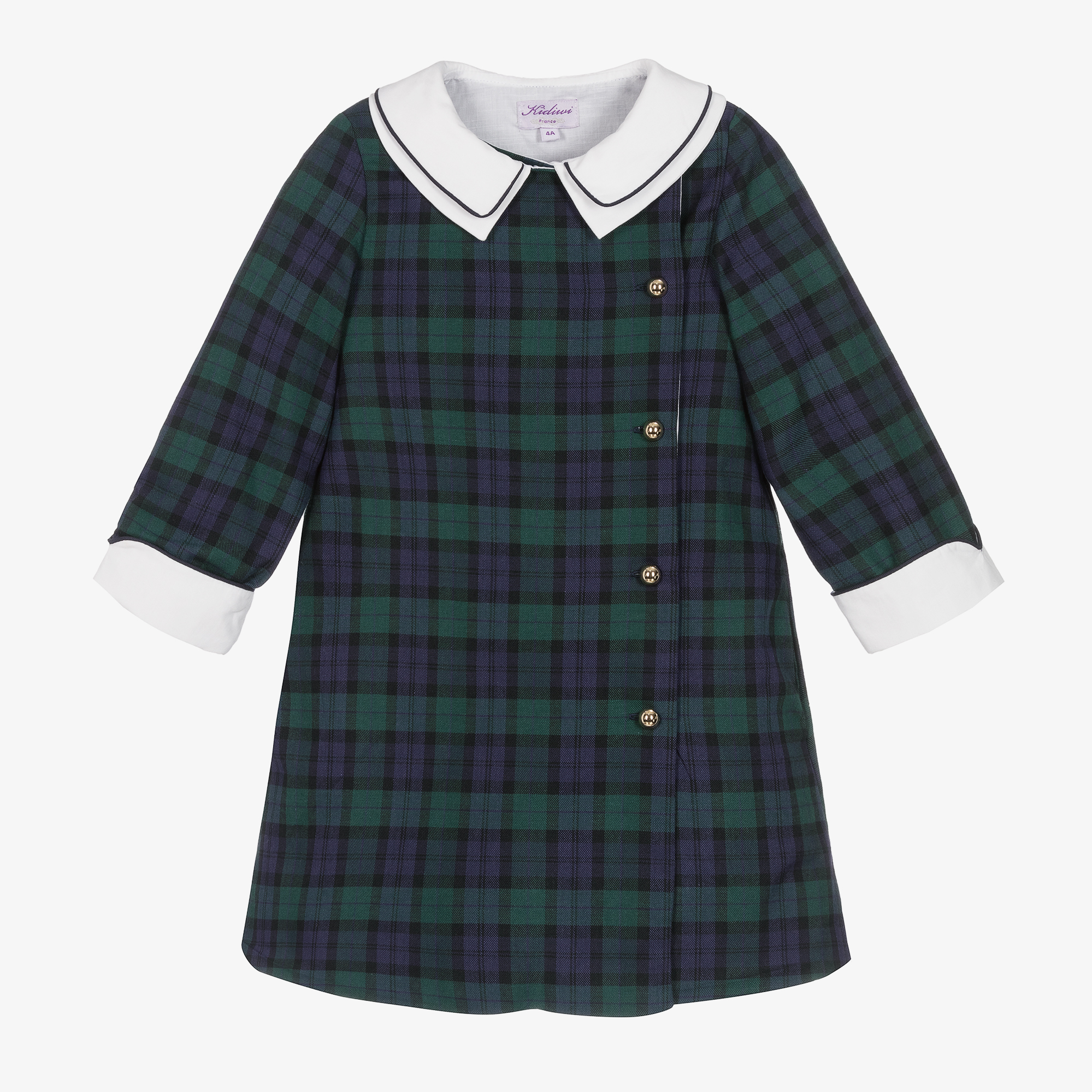 slim fit dress slacks Jojo Maman Bebe Navy & Green Plaid Party Dress main image 0