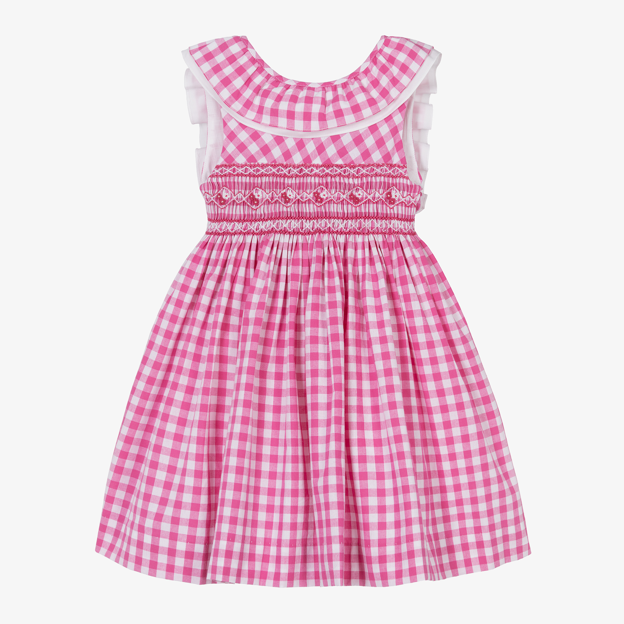 Kidiwi Girls Pink Cotton Gingham Check Dress