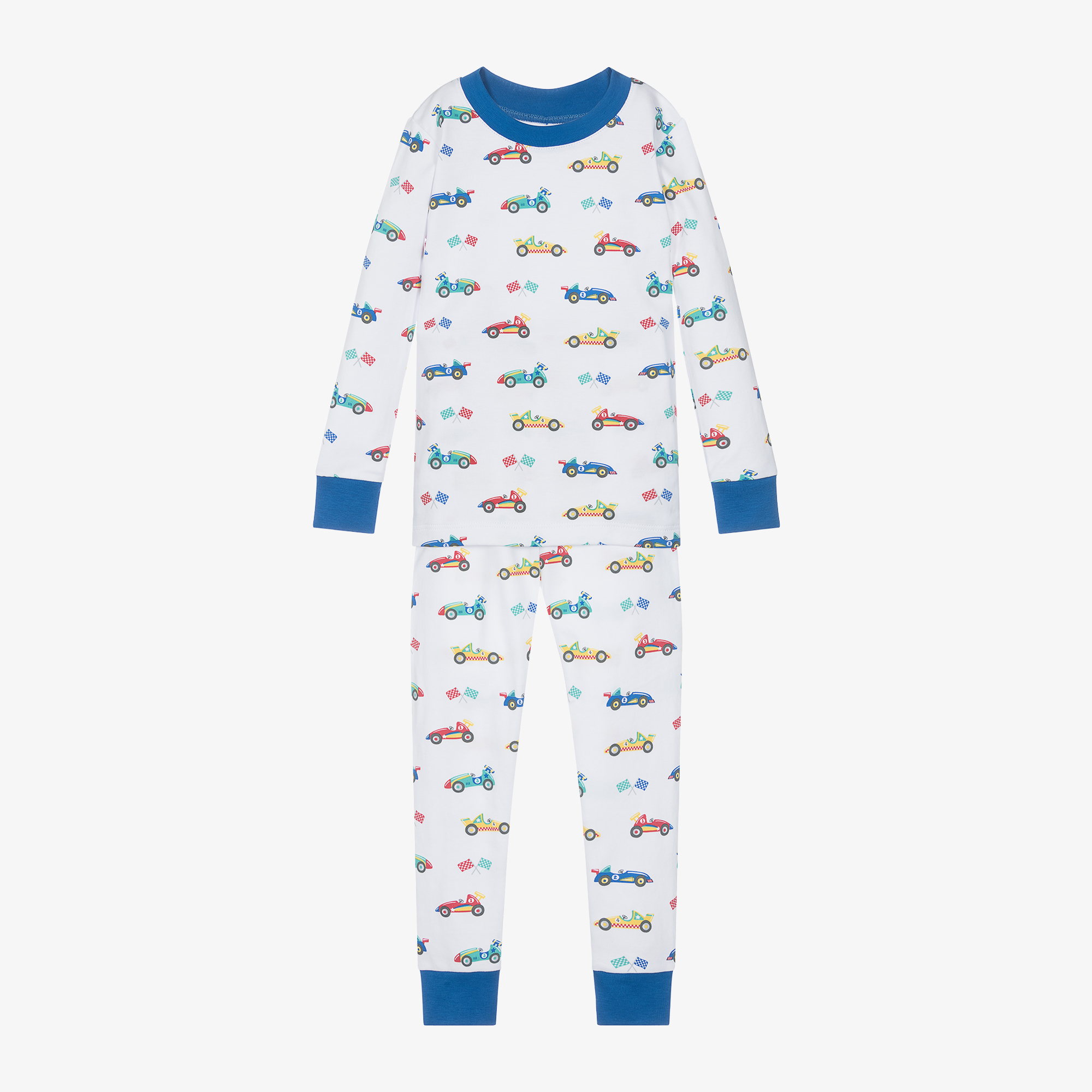 Kissy Kissy Boys White Race Car Rally Cotton Pyjamas
