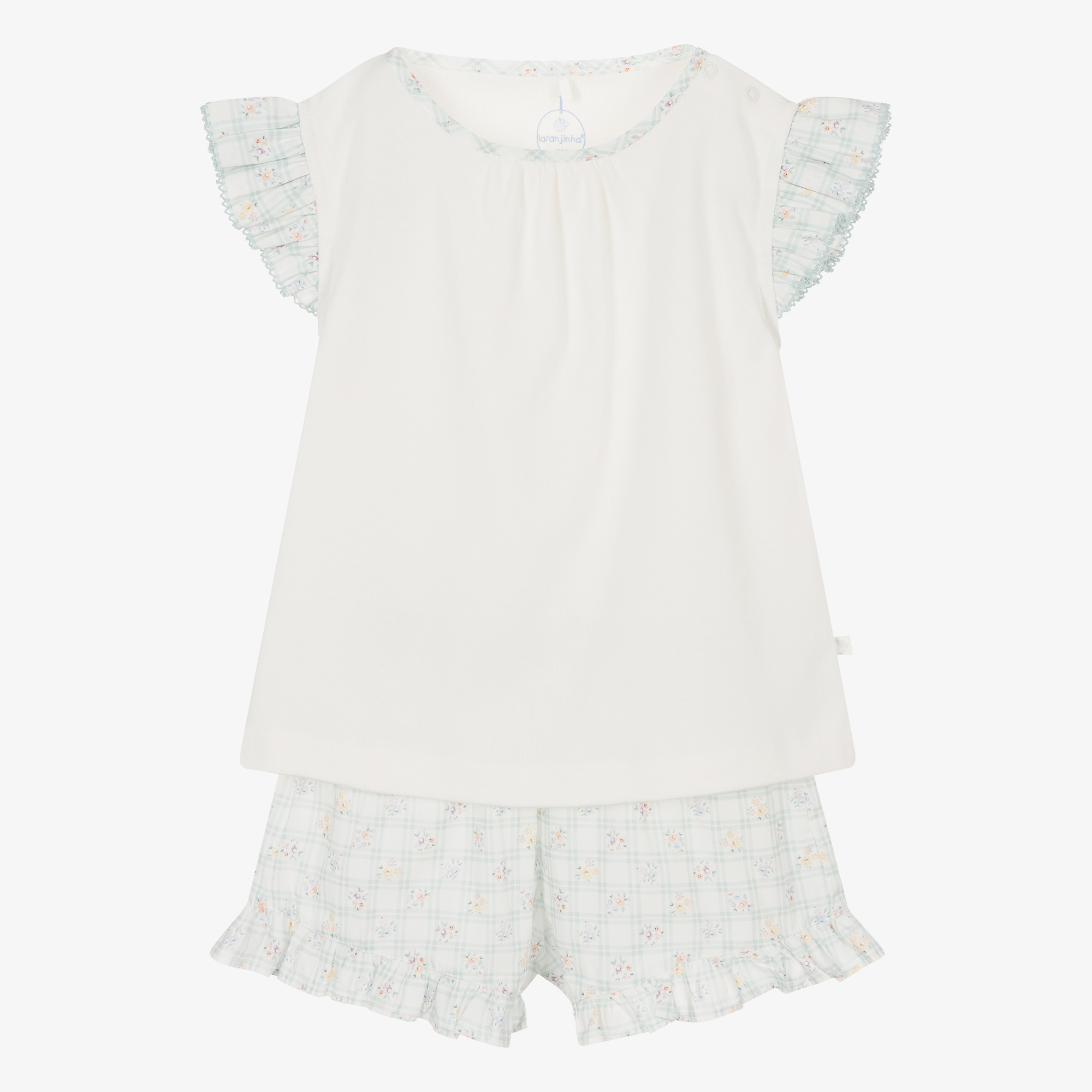 Laranjinha Girls Ivory Cotton Short Pyjamas