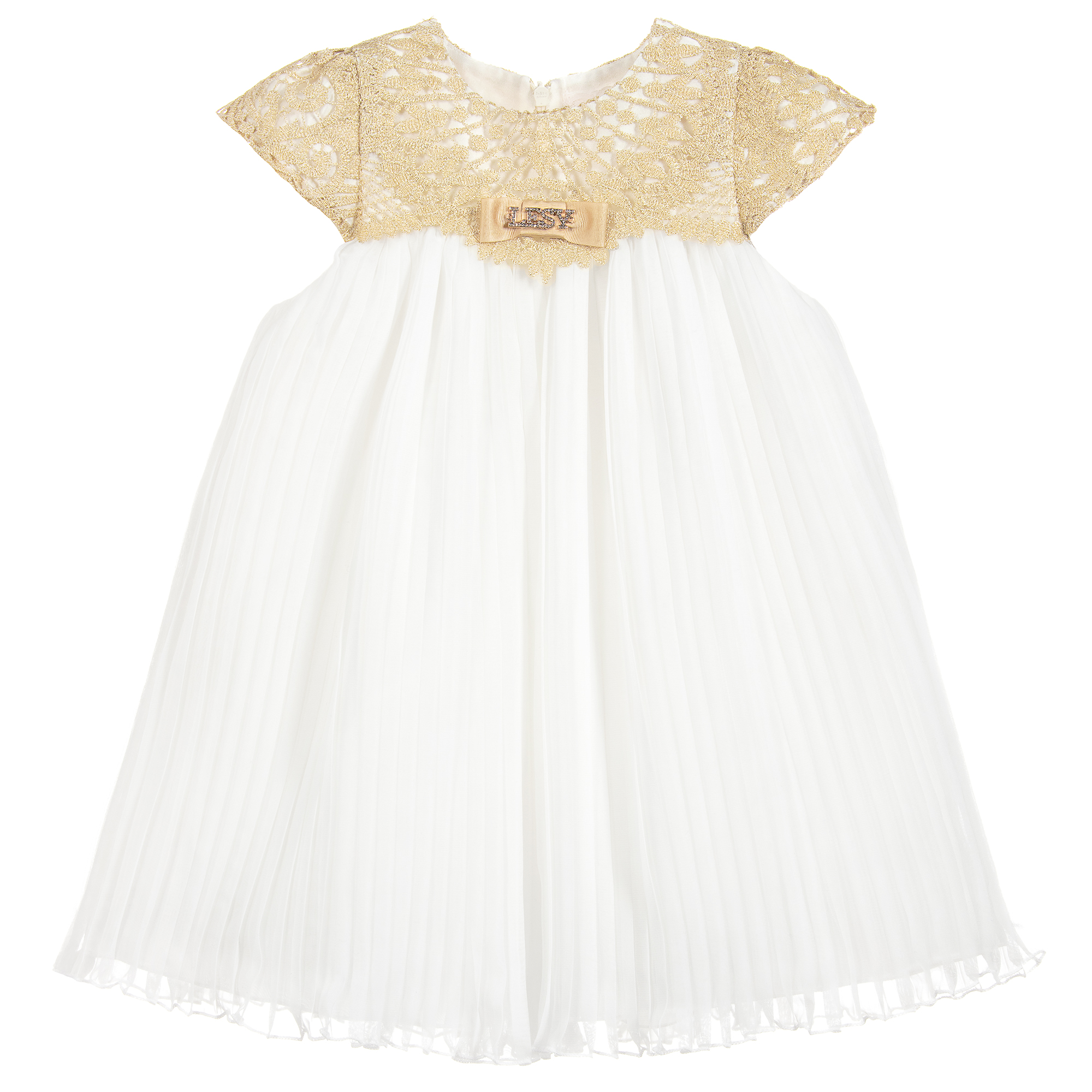 Lesy - Luxury White Chiffon Dress | Childrensalon Outlet Lesy - Luxury White Chiffon Dress | Childrensalon Outlet