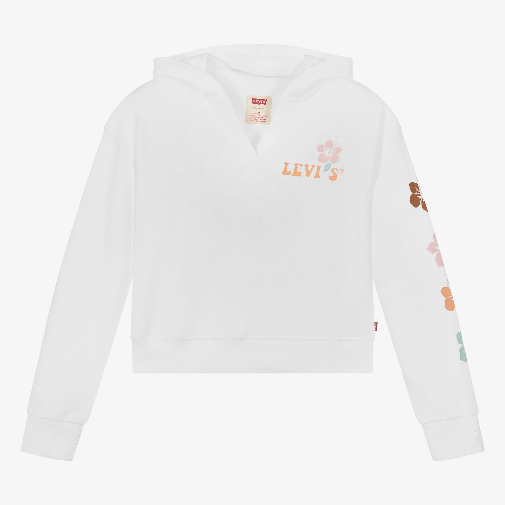 Levi s Teen Girls White Cotton Hibiscus Hoodie Childrensalon Outlet