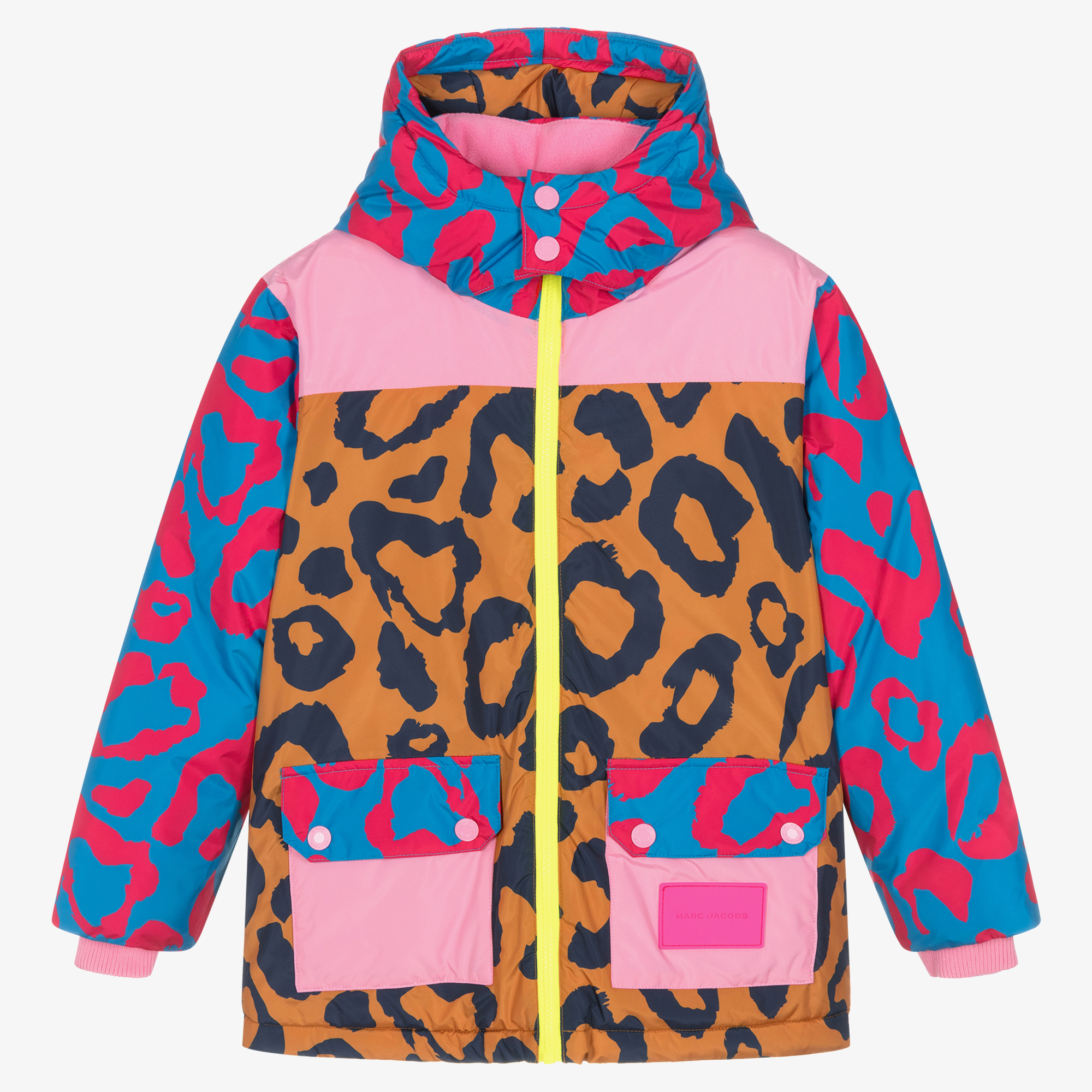 MARC JACOBS - Teen Girls Brown & Pink Leopard Ski Coat