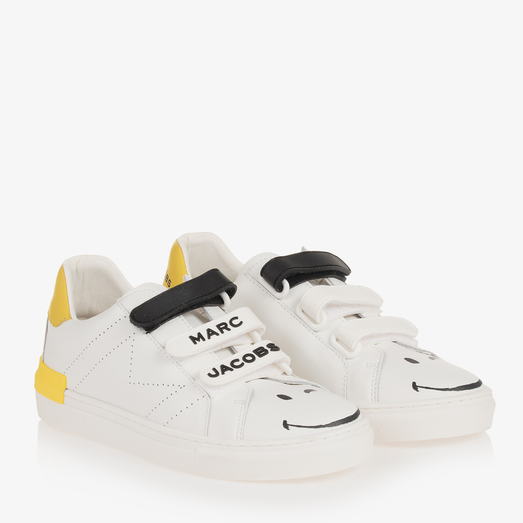 MARC JACOBS Teen White Leather Smiley Trainers