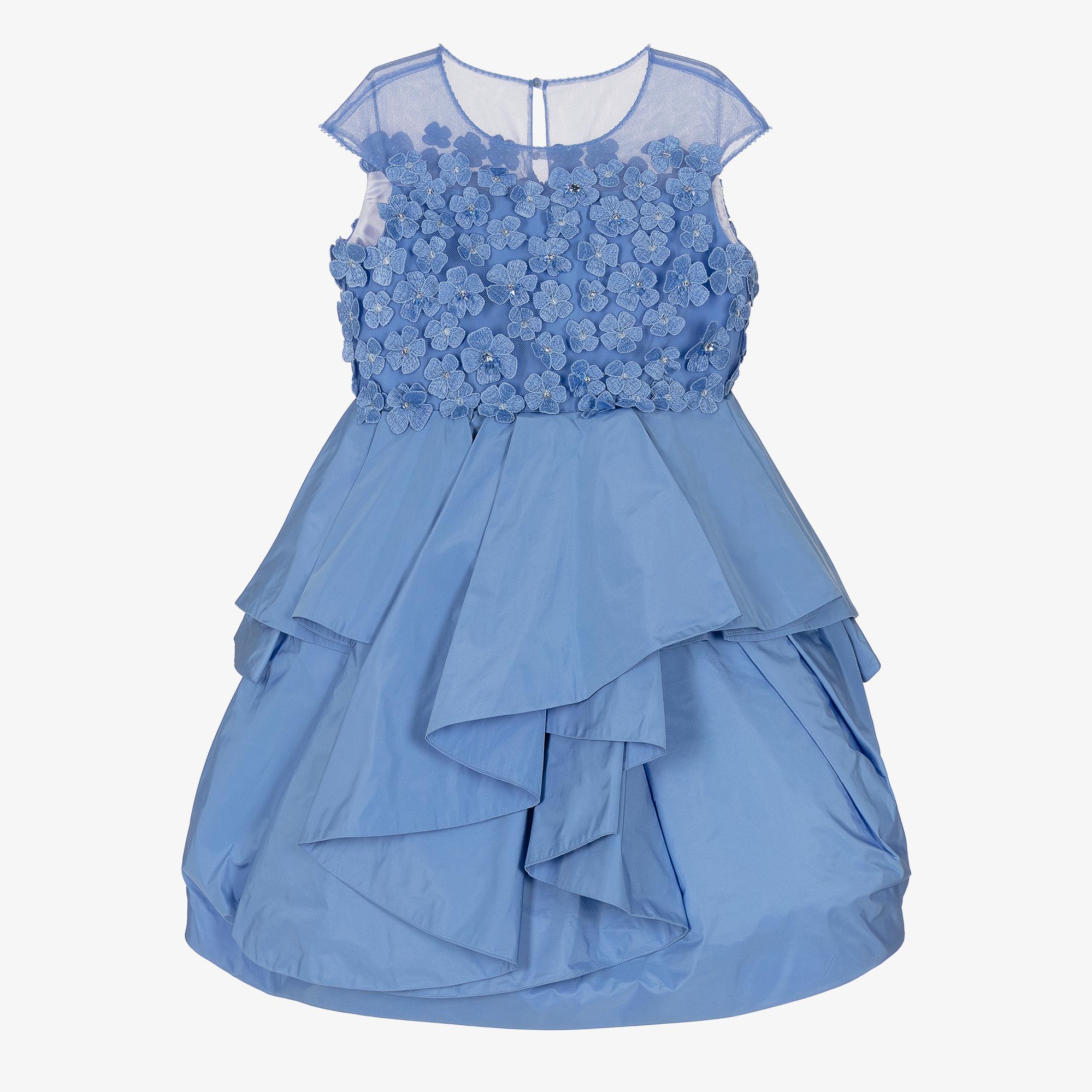 Marchesa Kids Couture Girls Taffeta & Macram Flower Dress Girls Kids 14 year Blue Tulle By Childrensalon