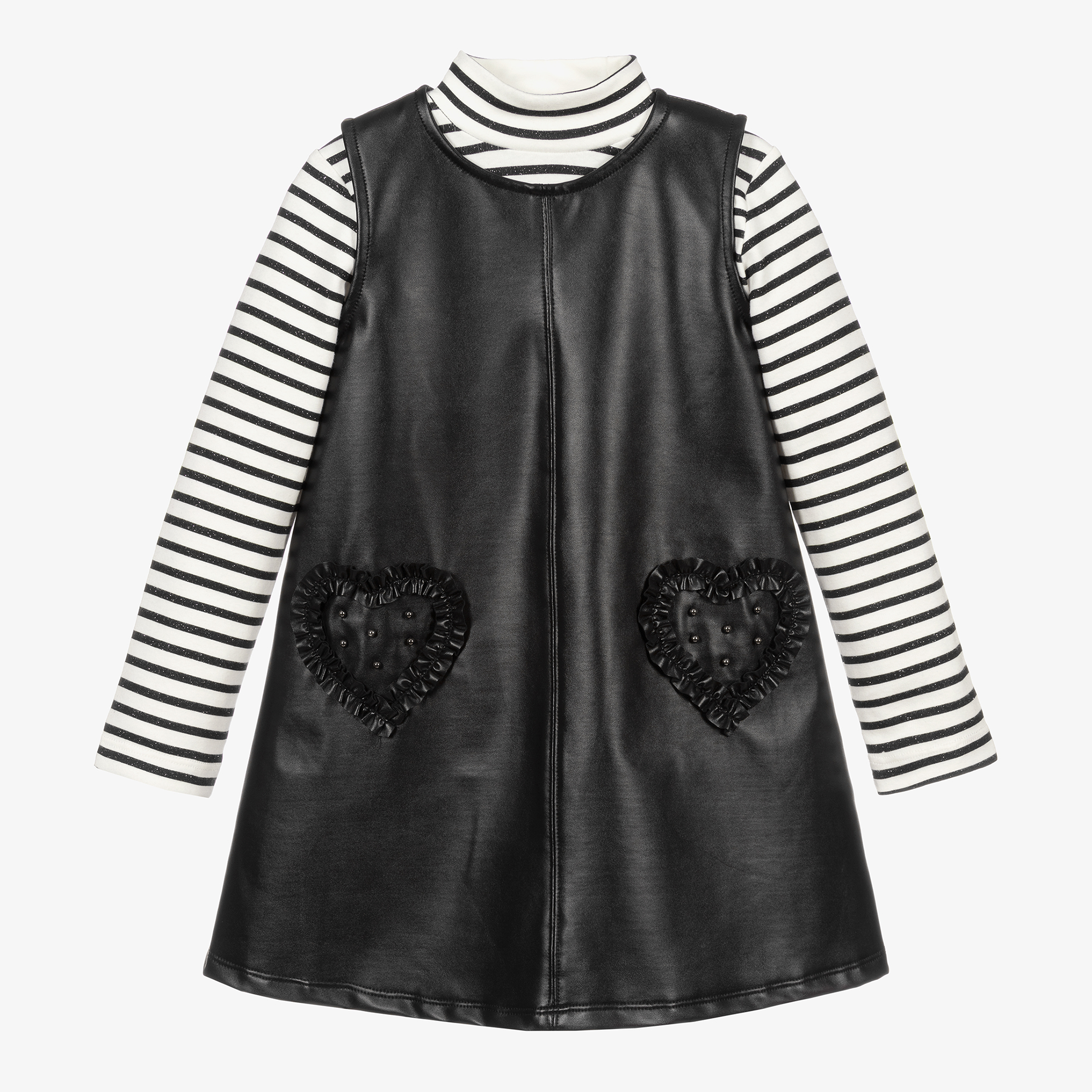 Mayoral - Black Faux Leather Dress Set | Childrensalon Outlet