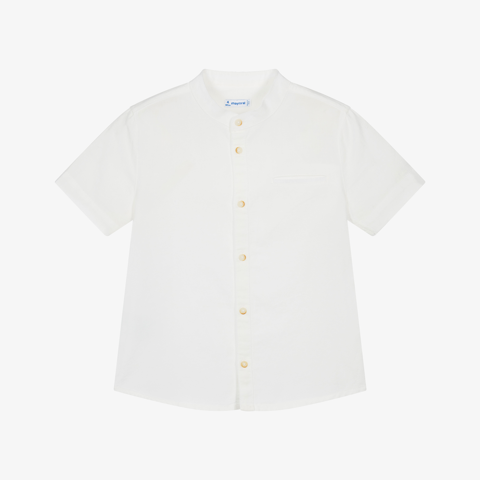 Mayoral - Boys Ivory Collar-Free Linen Blend Shirt | Childrensalon Outlet