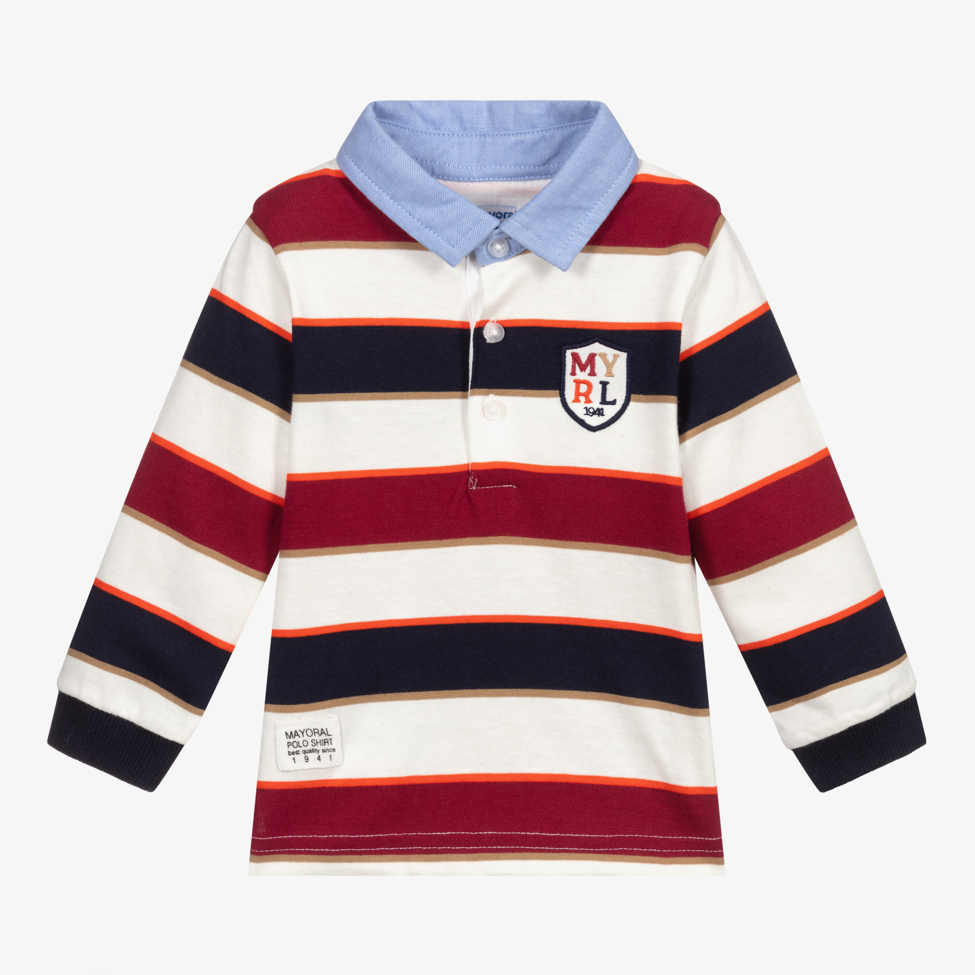 Mayoral Boys Striped Jersey Polo Shirt