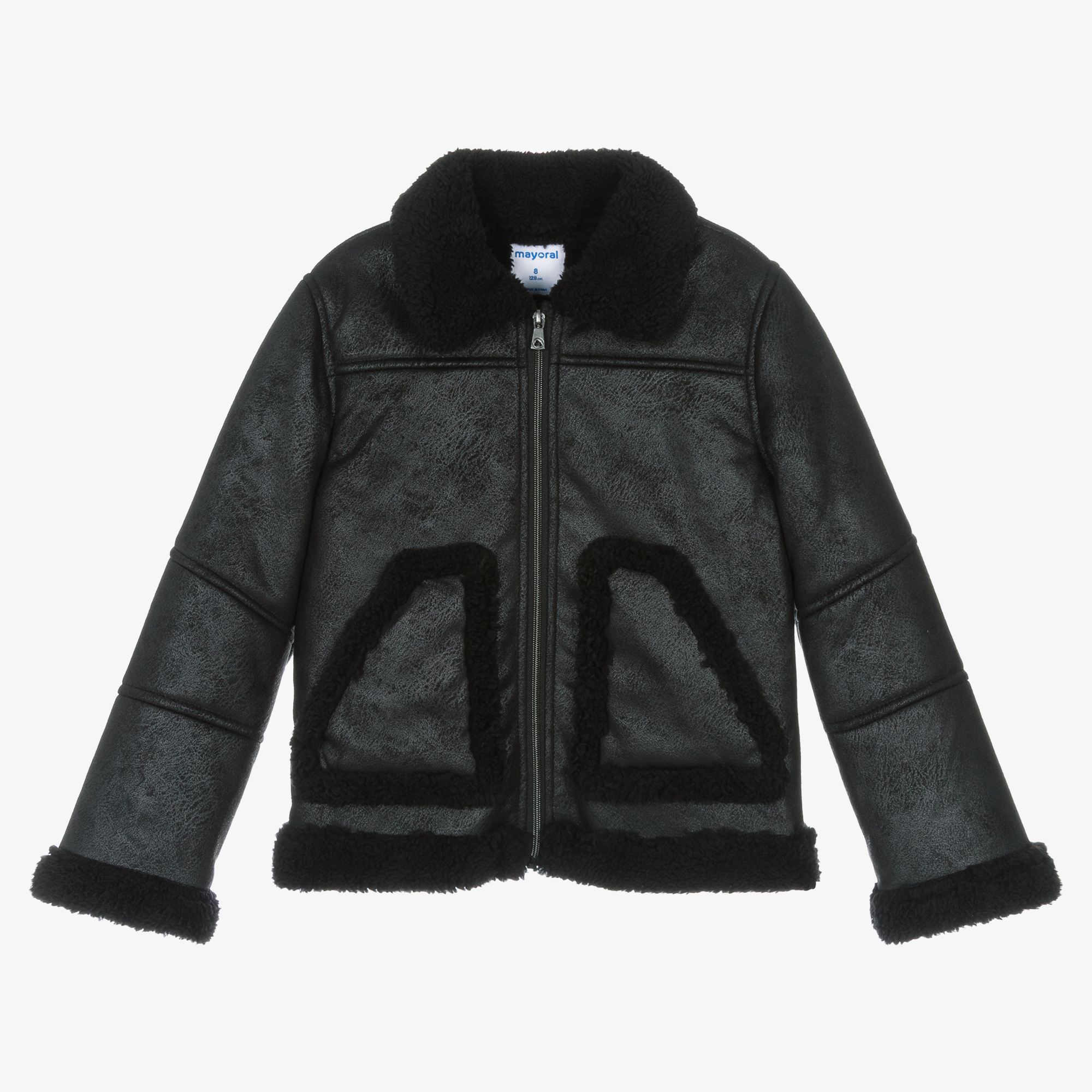 Mayoral - Girls Black Faux Suede Jacket | Childrensalon Outlet