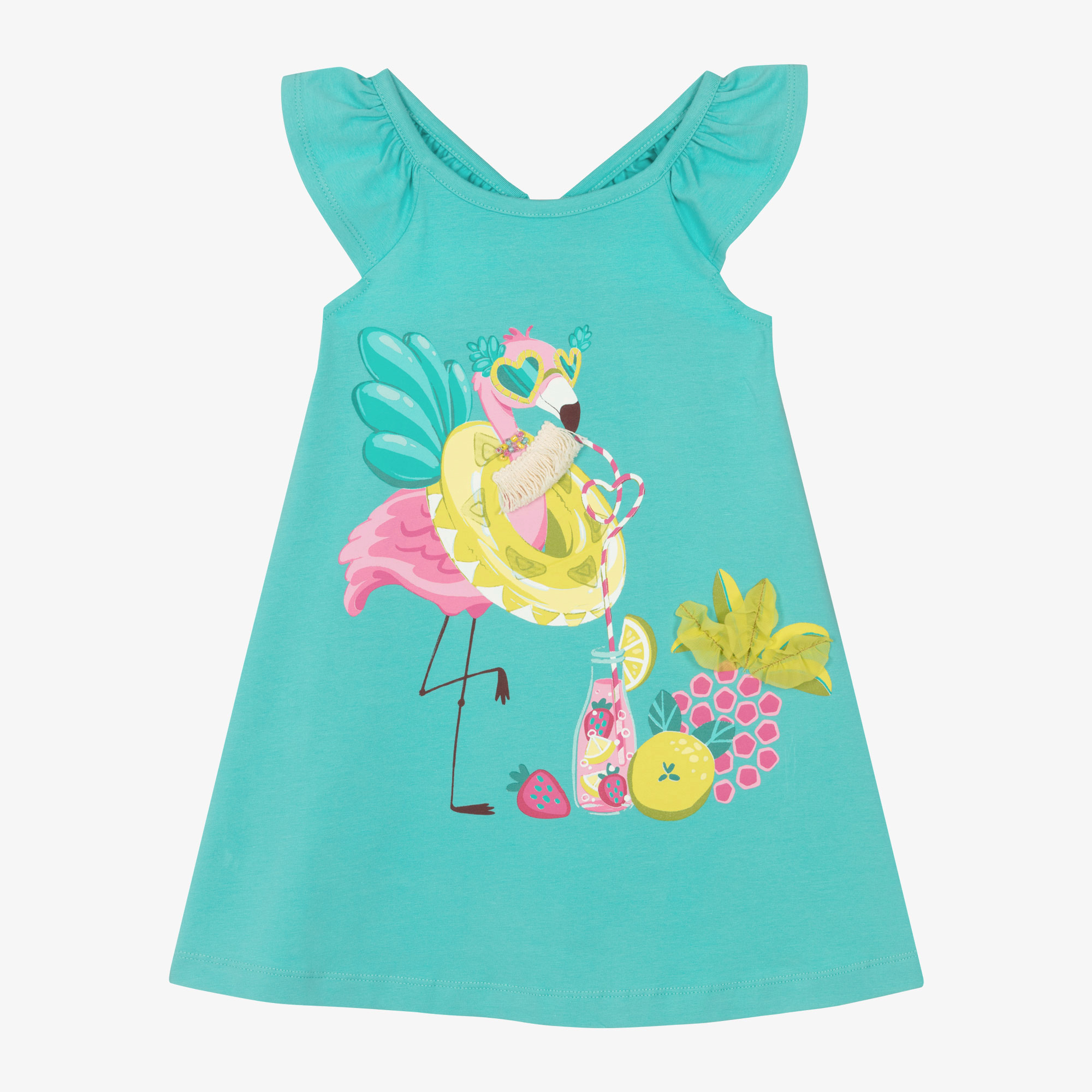 Mayoral - Girls Green Flamingo Cotton Dress | Childrensalon Outlet Mayoral - Girls Green Flamingo Cotton Dress | Childrensalon Outlet