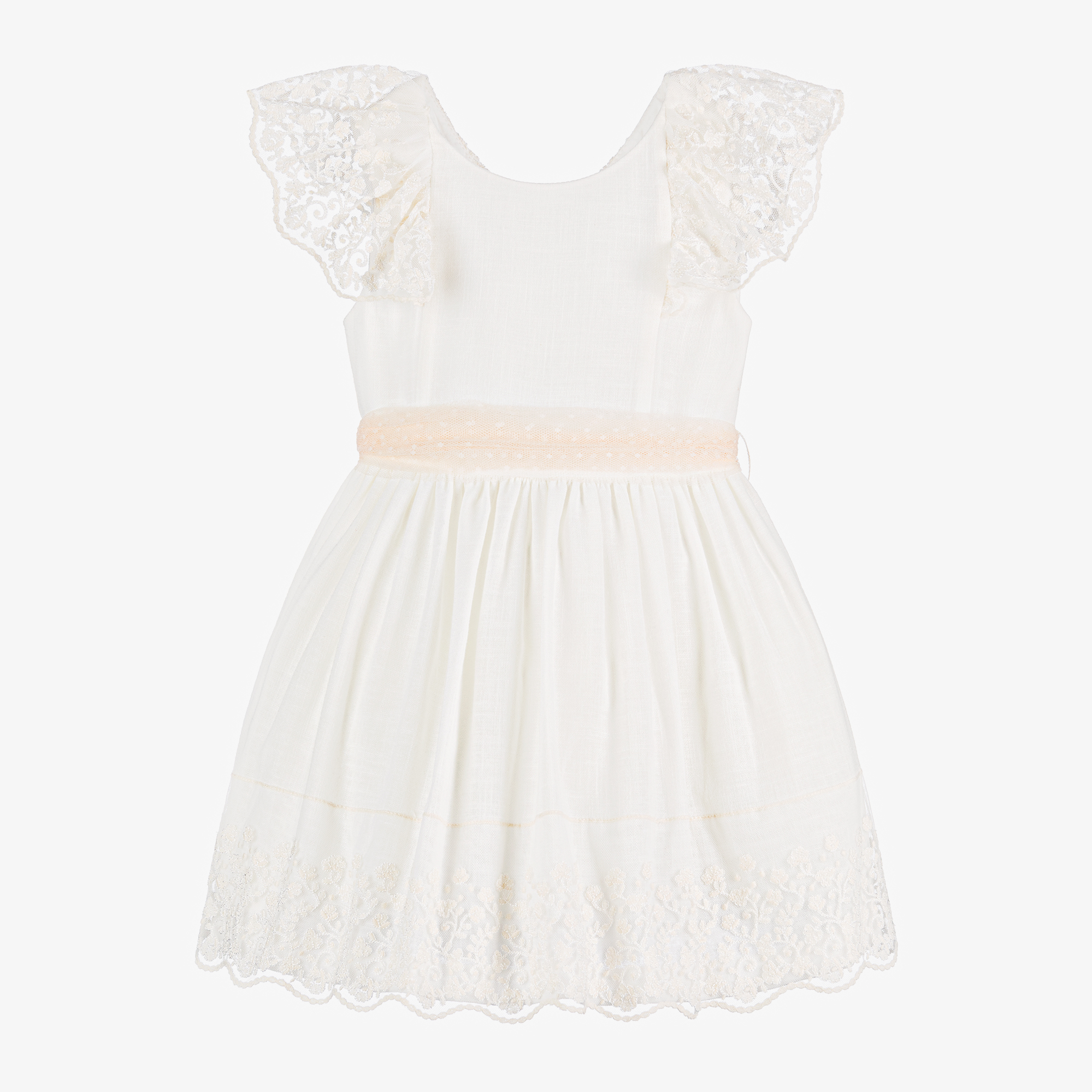 Mayoral Girls Ivory Cotton & Lace Dress