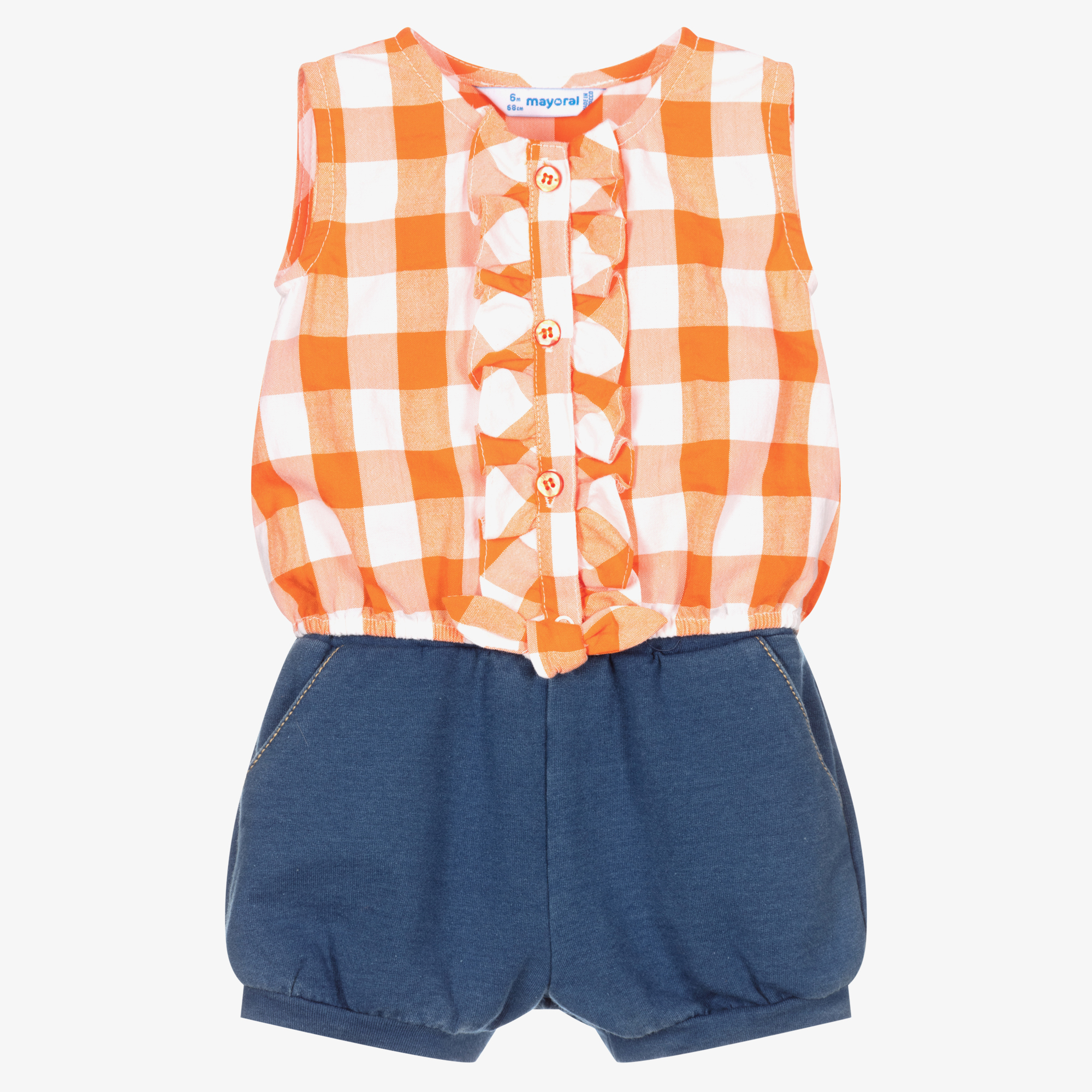 Mayoral - Girls Orange Blue Shorts Set | Childrensalon Outlet