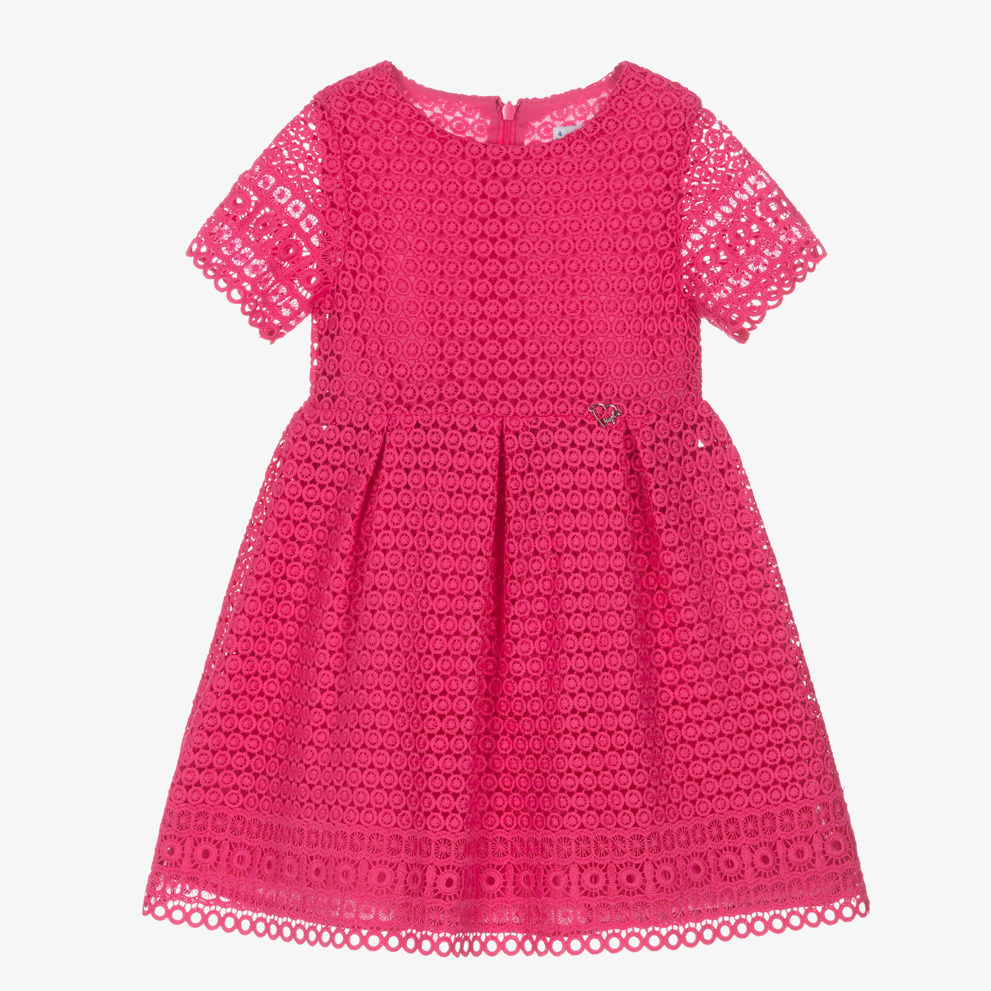 Mayoral - Girls Pink Guipure Lace Dress | Childrensalon Outlet