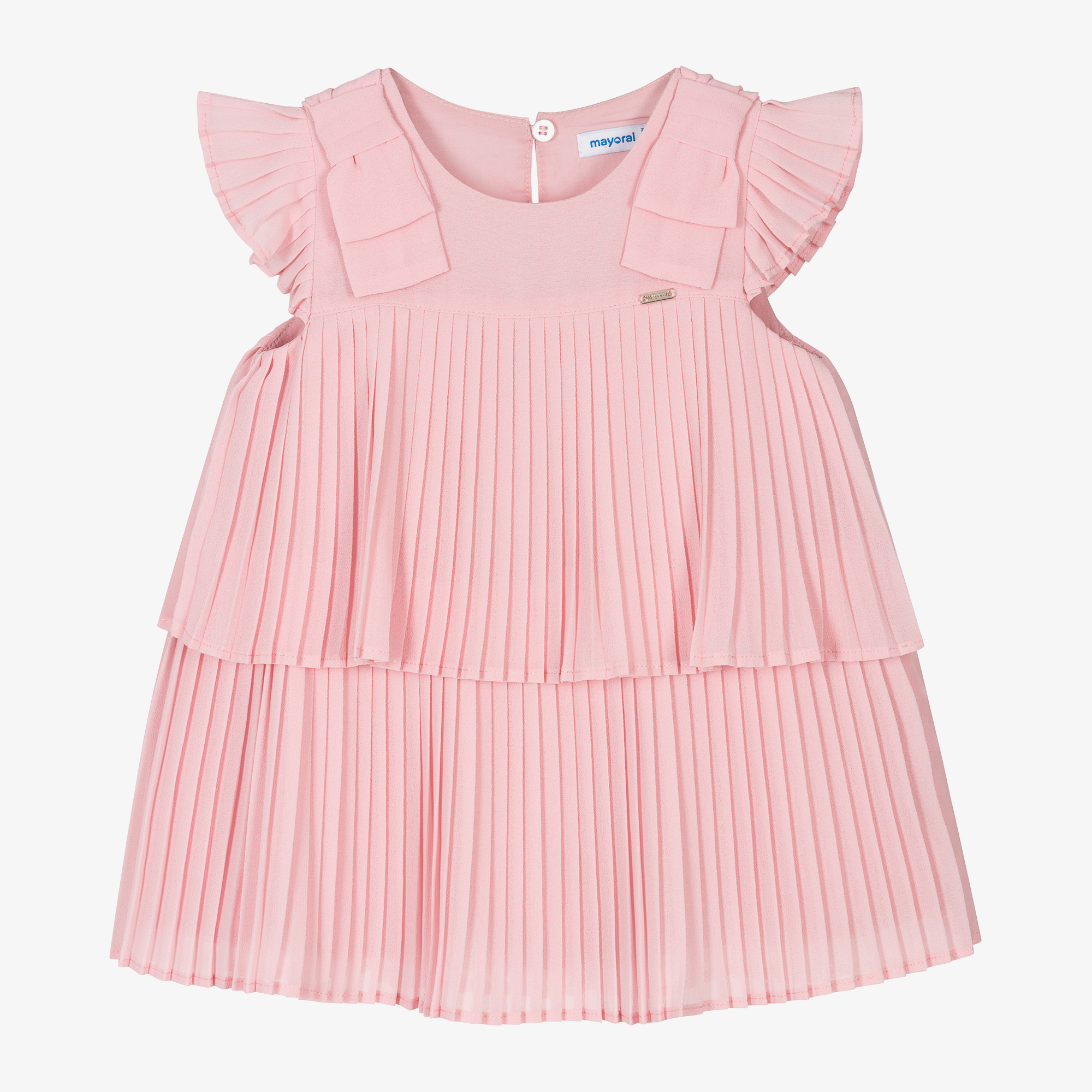 Mayoral - Girls Pink Pleated Crpe Chiffon Dress | Childrensalon Outlet